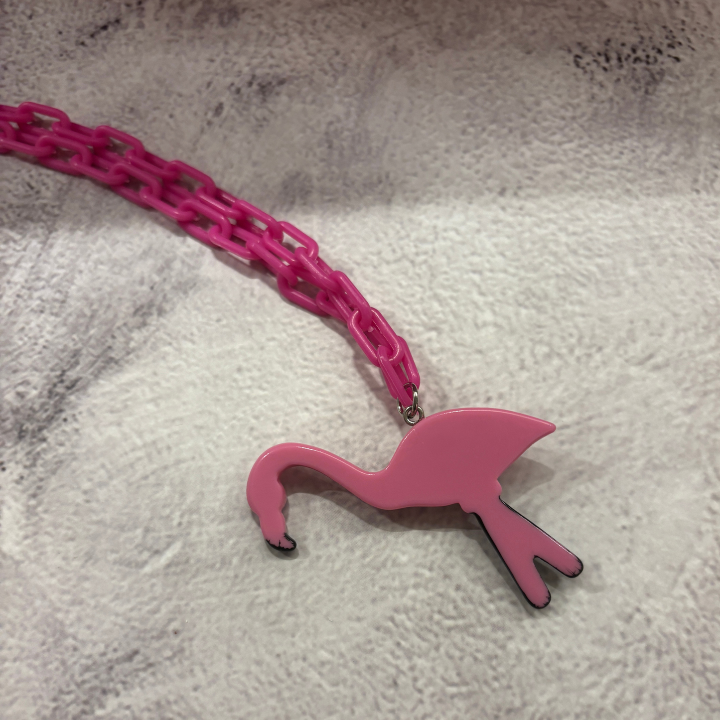 Sourpuss Chunky Flamingo Necklace | Retro Kitsch Pink Yard Ornament Jewelry