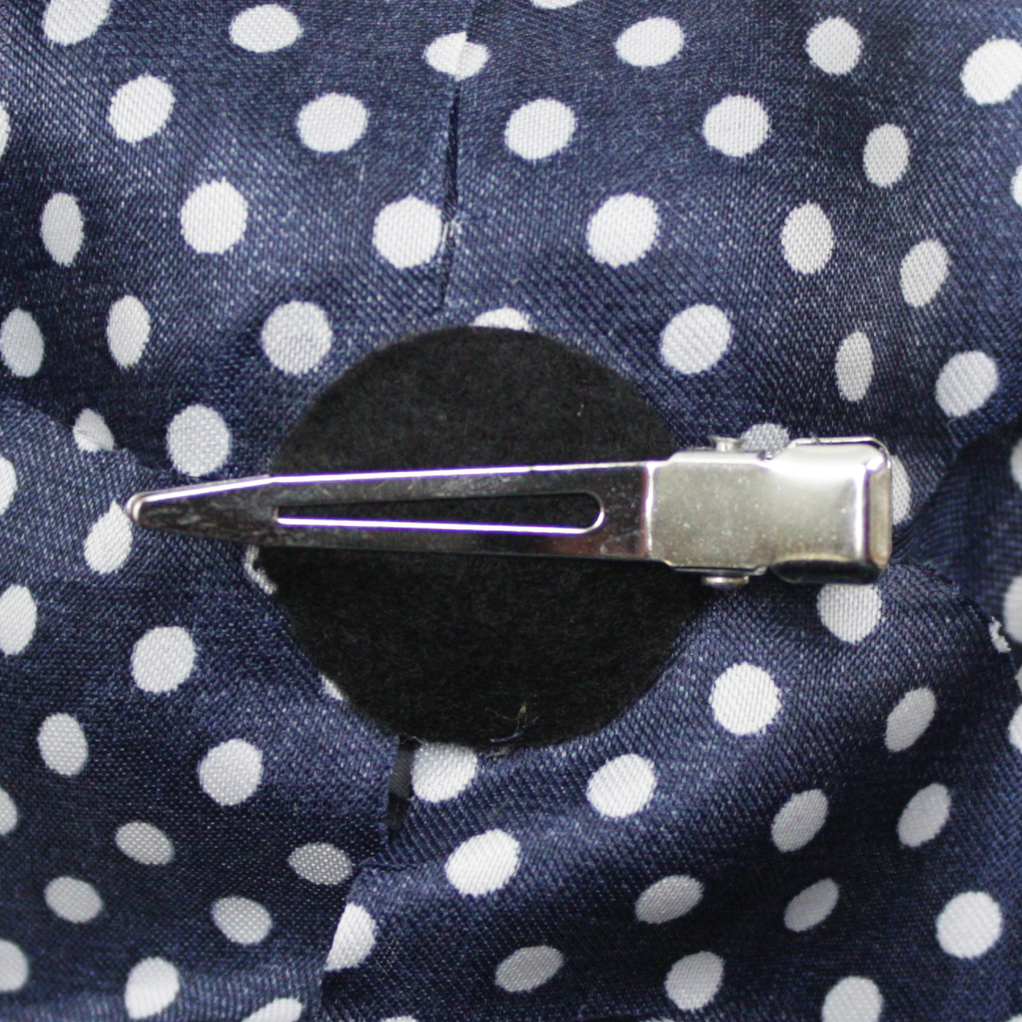 Sourpuss Navy Blue White Polka Dot Rose Hair Clip | Retro Pin-Up Rockabilly Hair Accessory