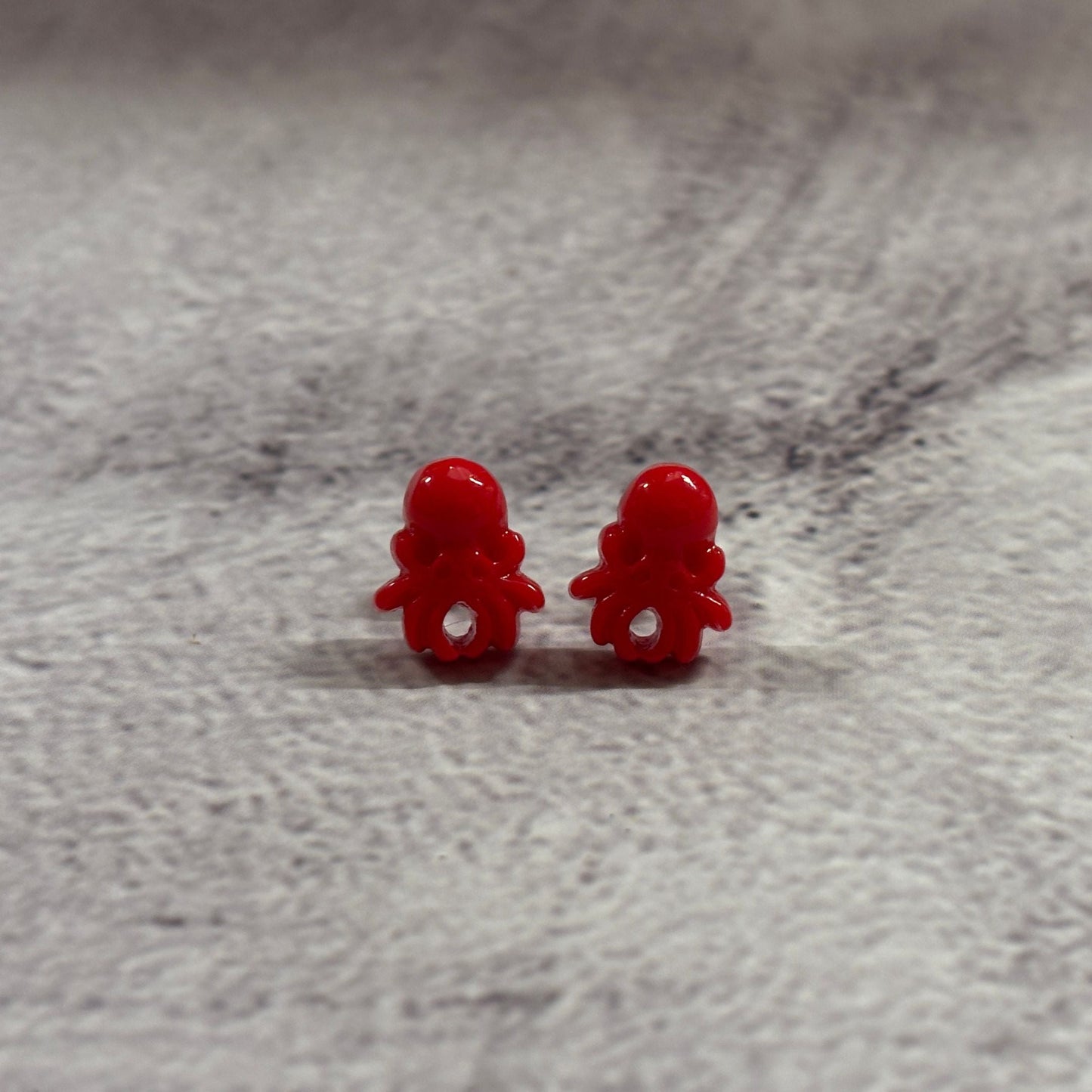Sourpuss Red Octopus Earrings | Nautical Studs Rockabilly Jewelry | Alternative Sailor Accessories