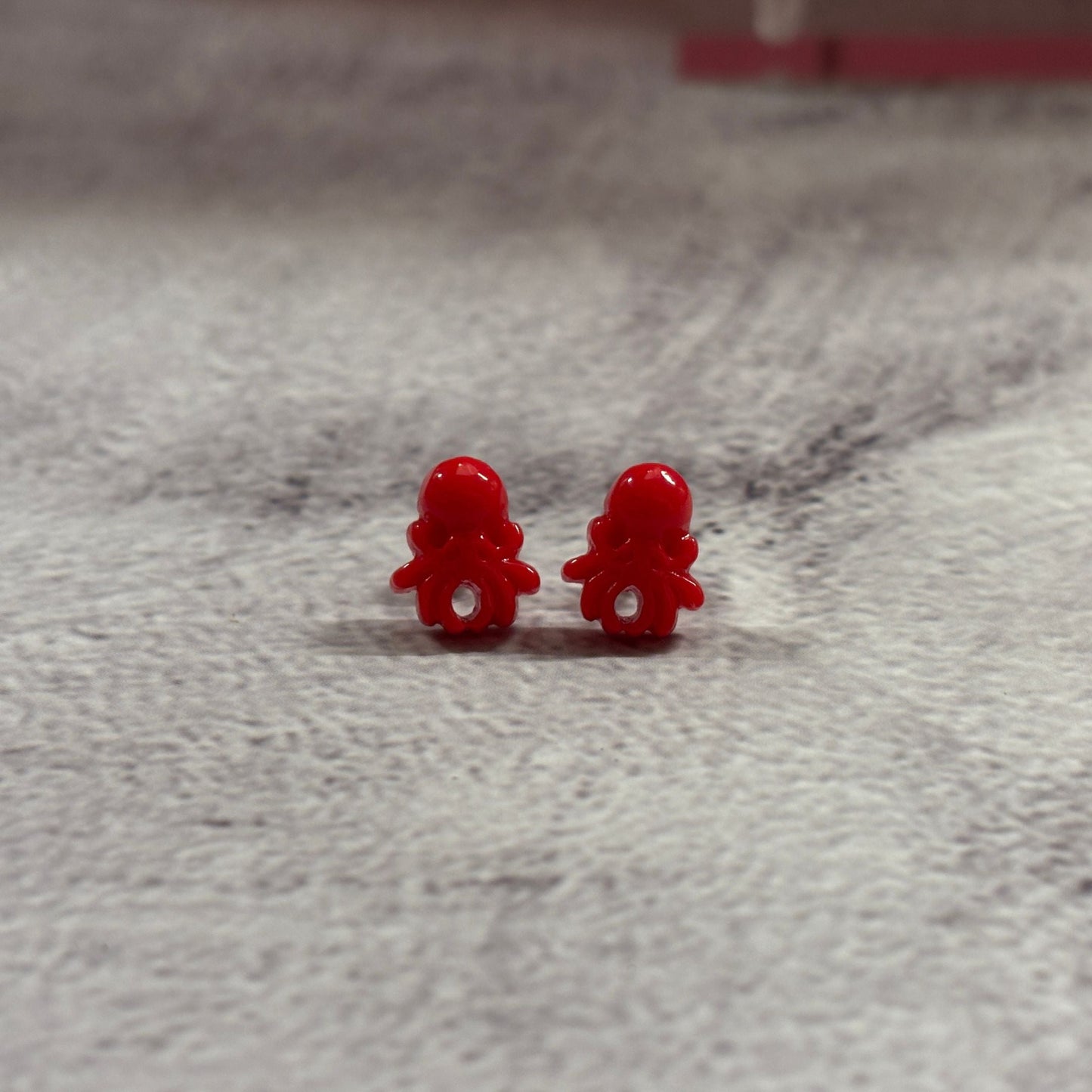 Sourpuss Red Octopus Earrings | Nautical Studs Rockabilly Jewelry | Alternative Sailor Accessories