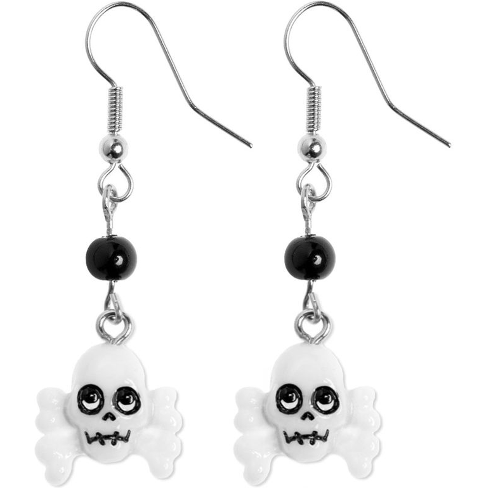 Sourpuss Skull & Crossbones Earrings | Gothic Drop Earrings Punk Rock Jewelry