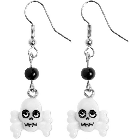 Sourpuss Skull & Crossbones Earrings | Gothic Drop Earrings Punk Rock Jewelry
