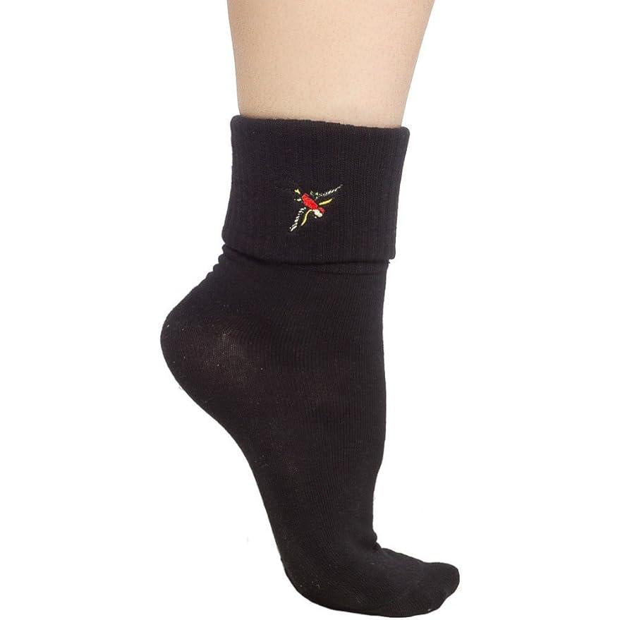 Sourpuss Sparrow Socks in Set of Two | Teal & Black Cuffed Novelty Socks Women Size 5-10