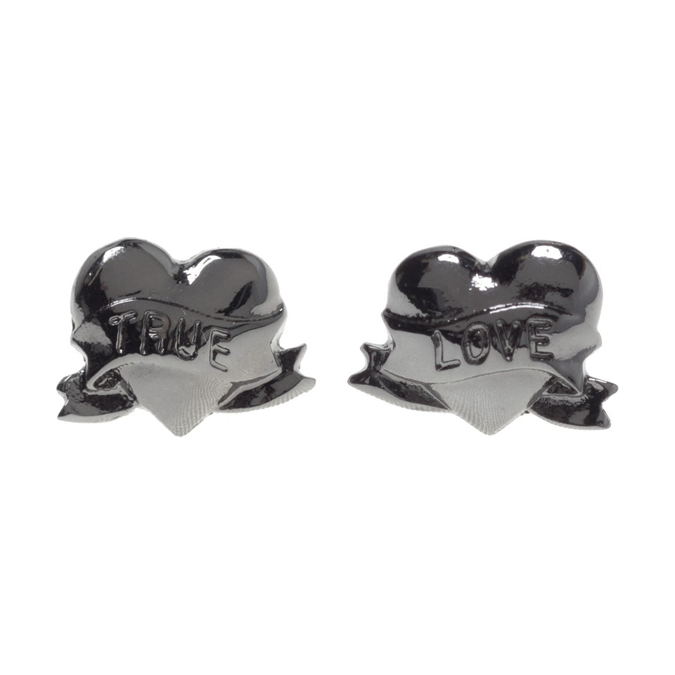 Sourpuss True Love Stud Earrings | Tattoo Heart Jewelry | Rockabilly Romantic Accessories