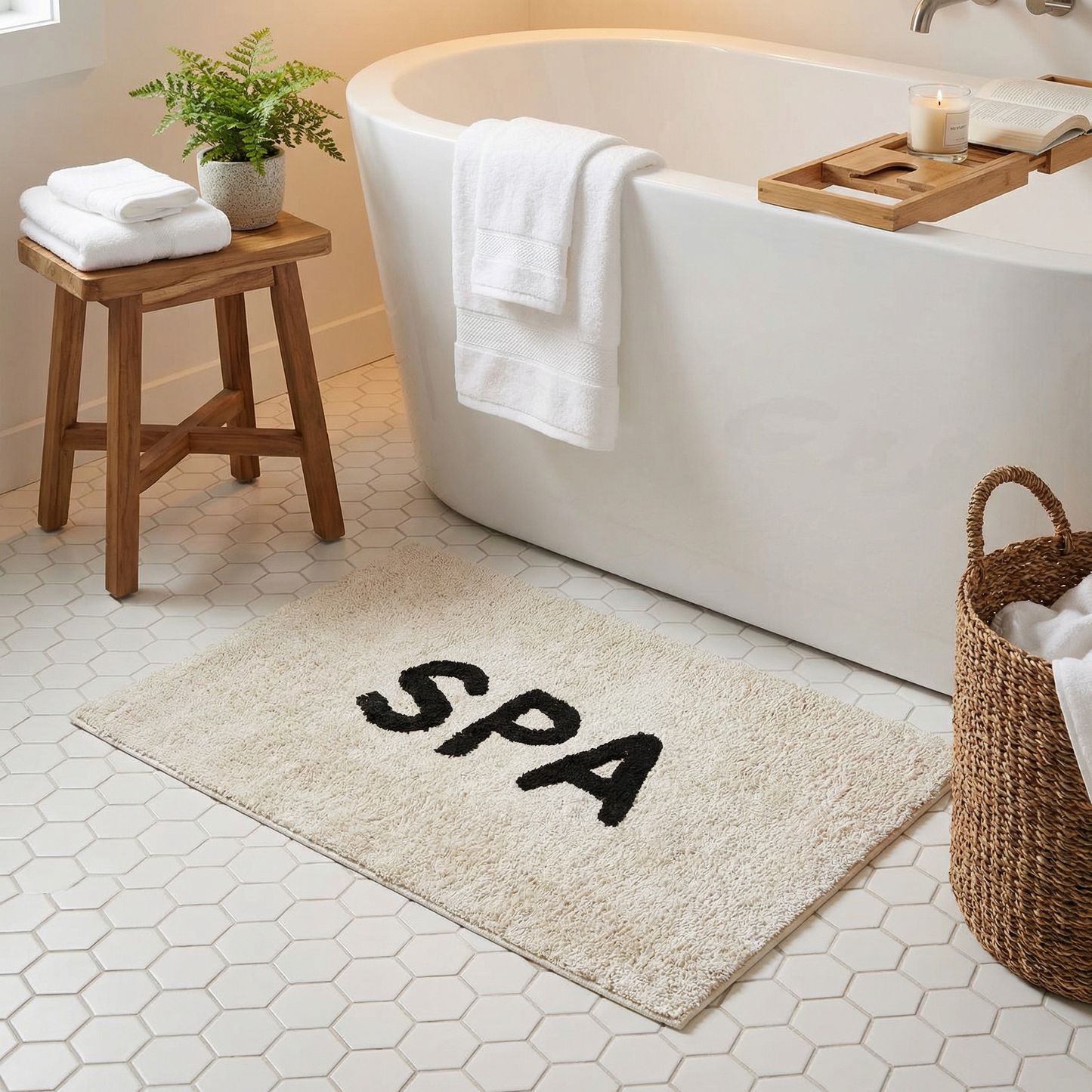Spa Bath Mat | Soft Cotton Bathroom Rug | 20" x 30"