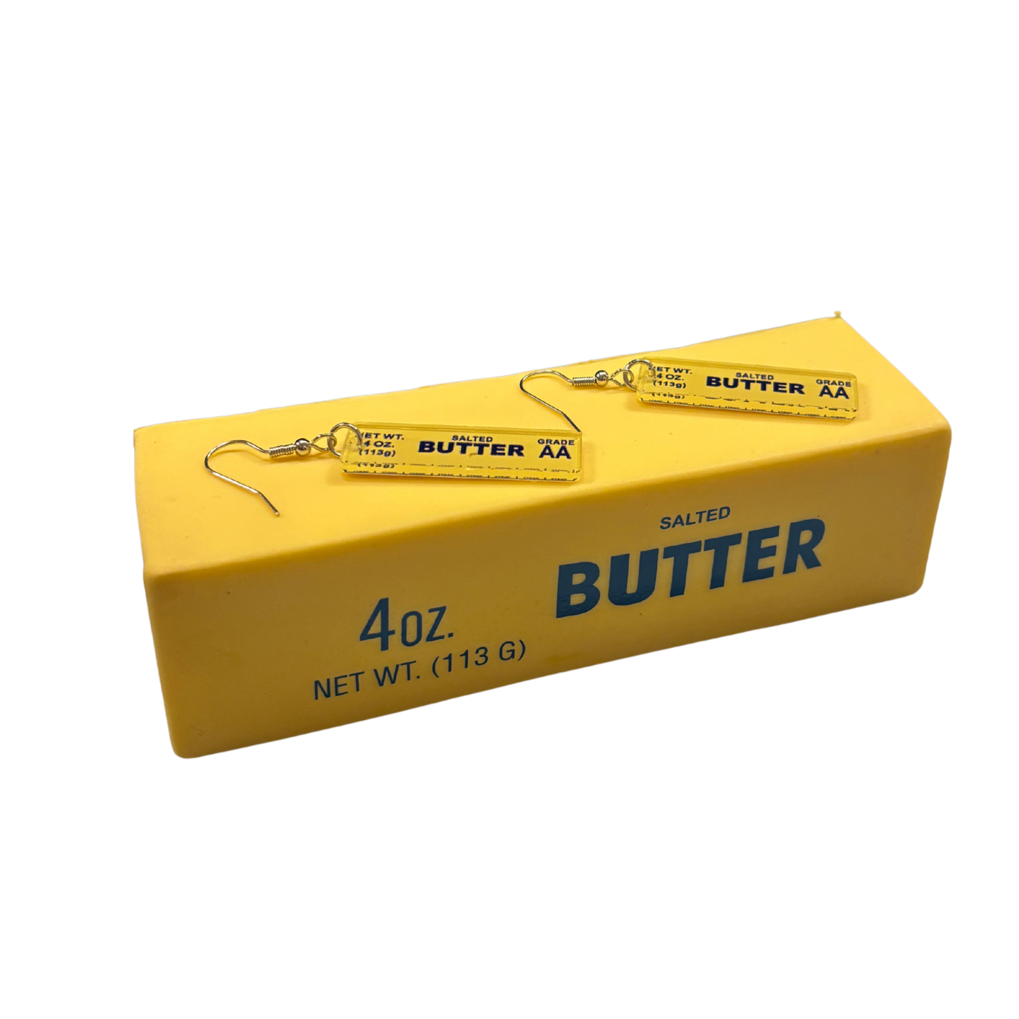 Stick of Salted Butter Earrings | Cute Acrylic Food Jewelry Gift for Bakers & Food Lovers