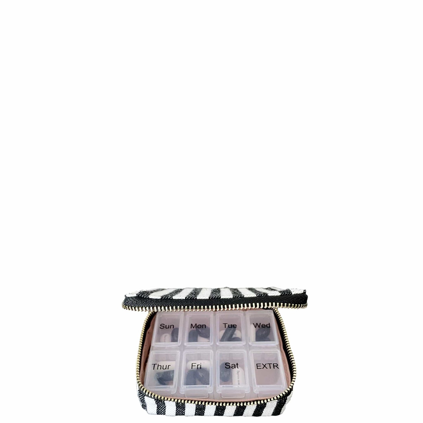Weekly Pill Organizer Case – Small, Striped