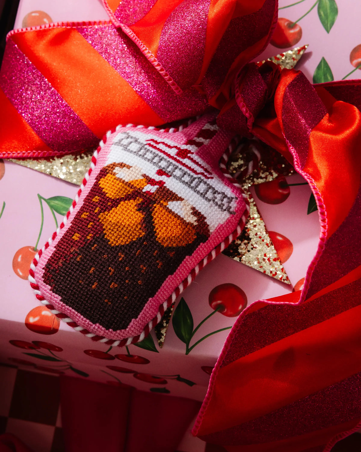 Needlepoint Icon Ornament - Diet Soda