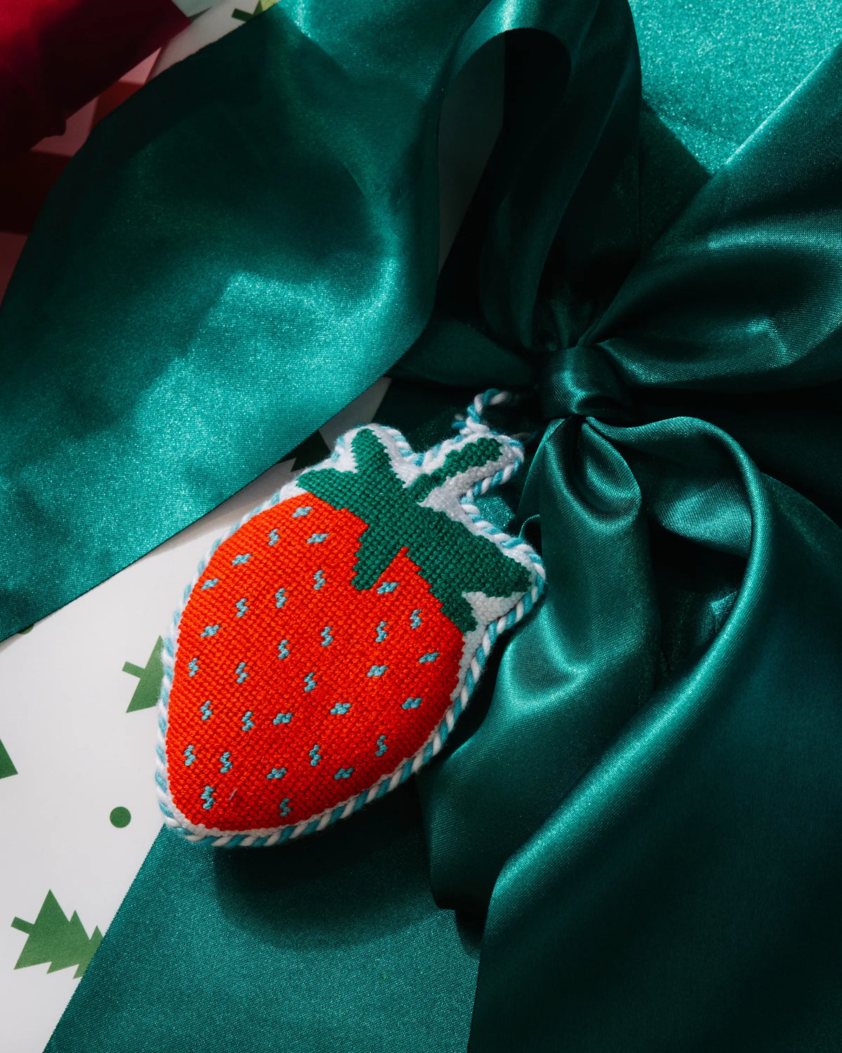 Needlepoint Icon Ornament - Strawberry
