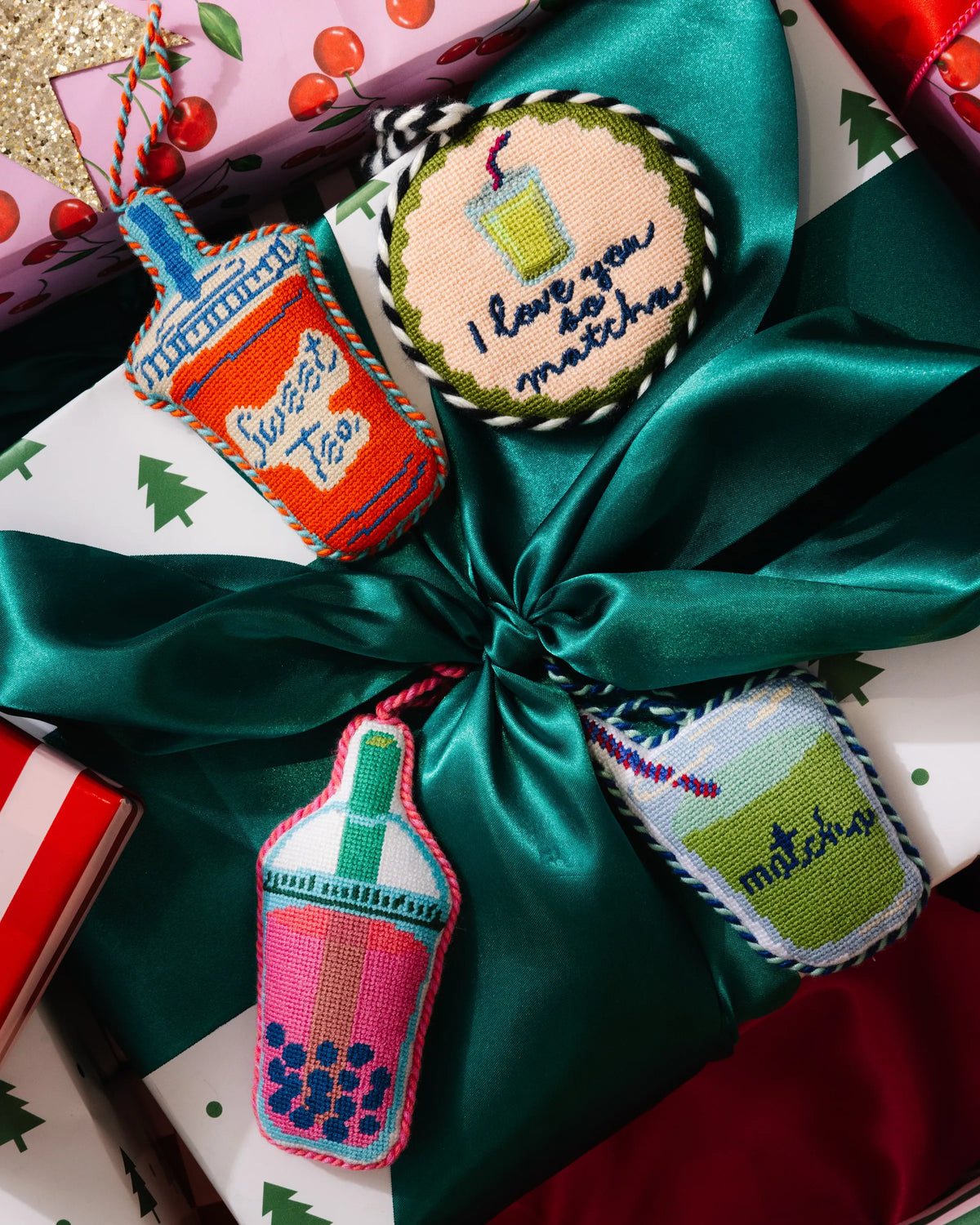 Needlepoint Icon Ornament - Matcha