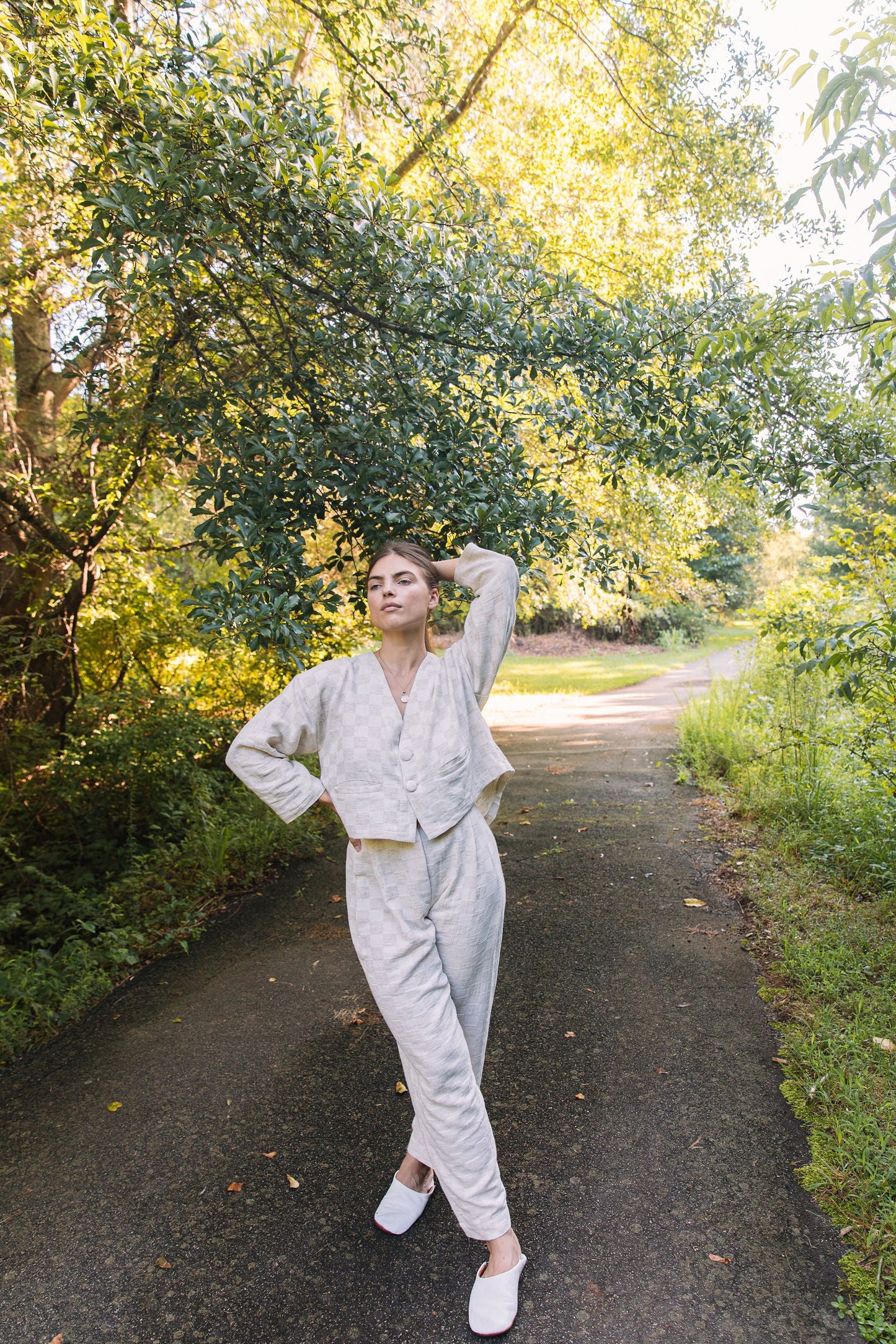 Artisan Handwoven Hemp Jacquard Tapered Pleated Pant