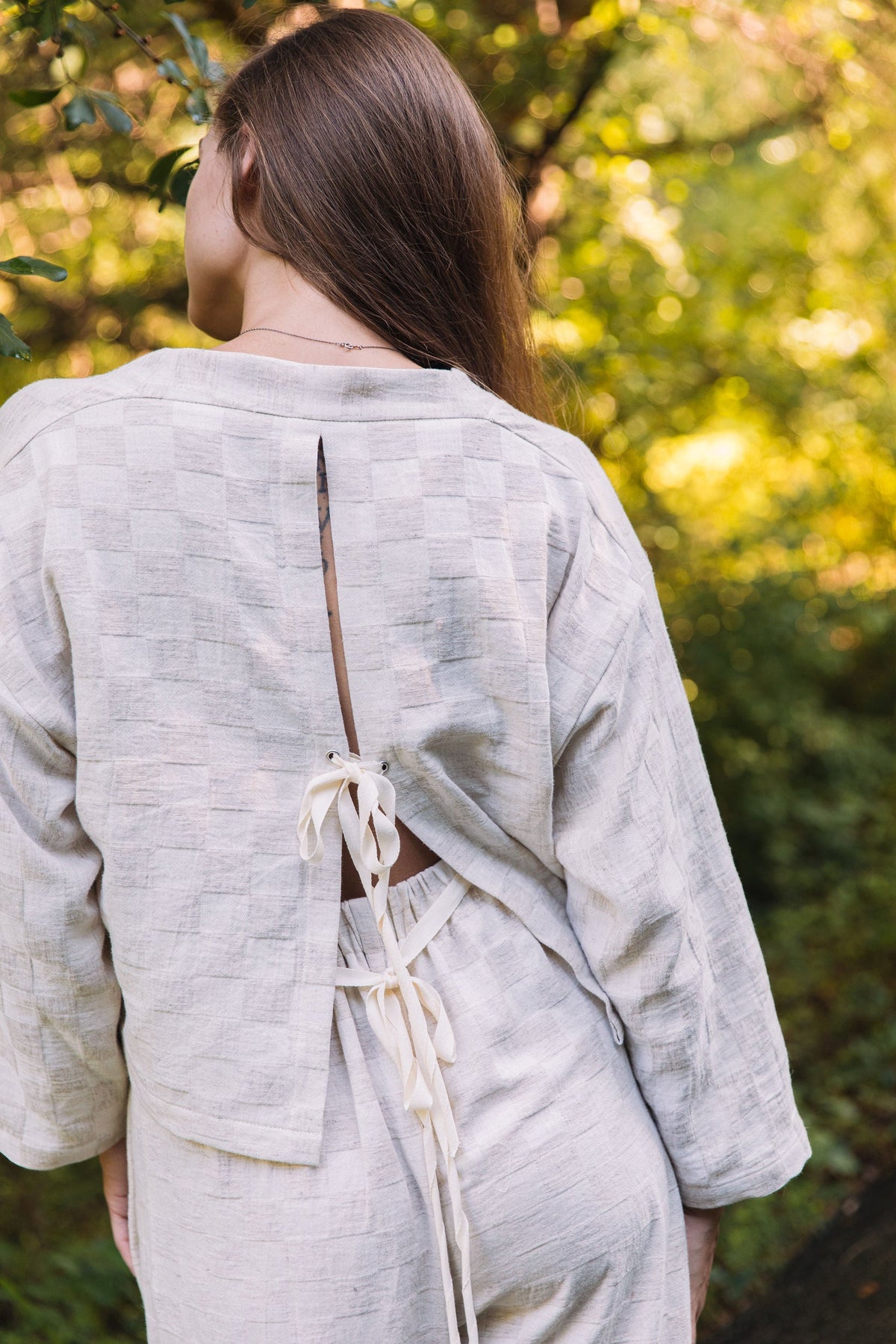 Artisan Handwoven Hemp Jacquard Vented Crop Blazer