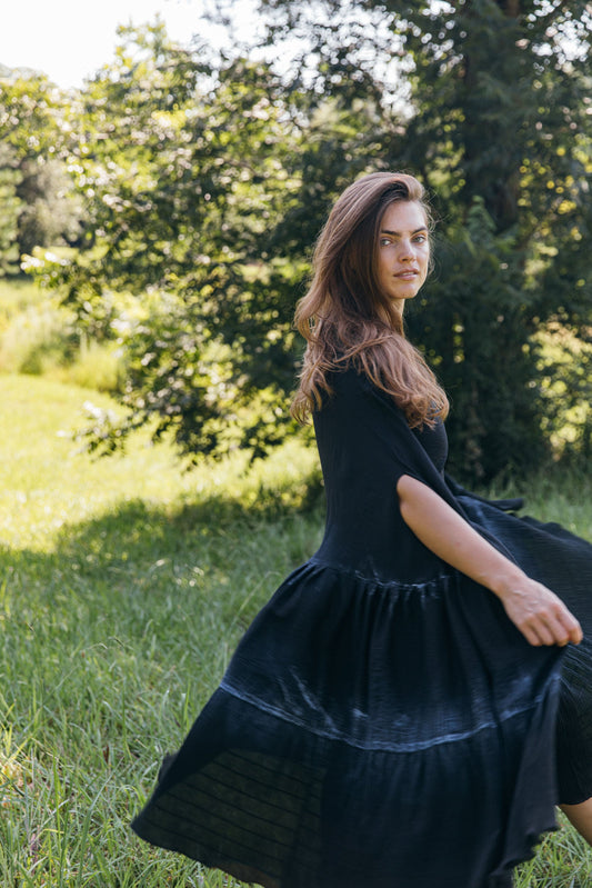 Hand-Painted Sweep Midi Dress