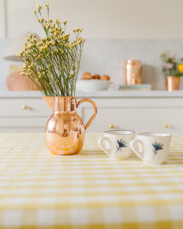 Yellow Ruffled Gingham Tablecloth