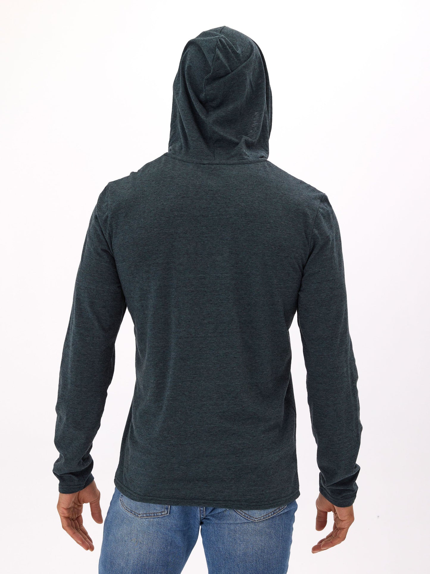Black Fleck Triblend Henley Hoodie