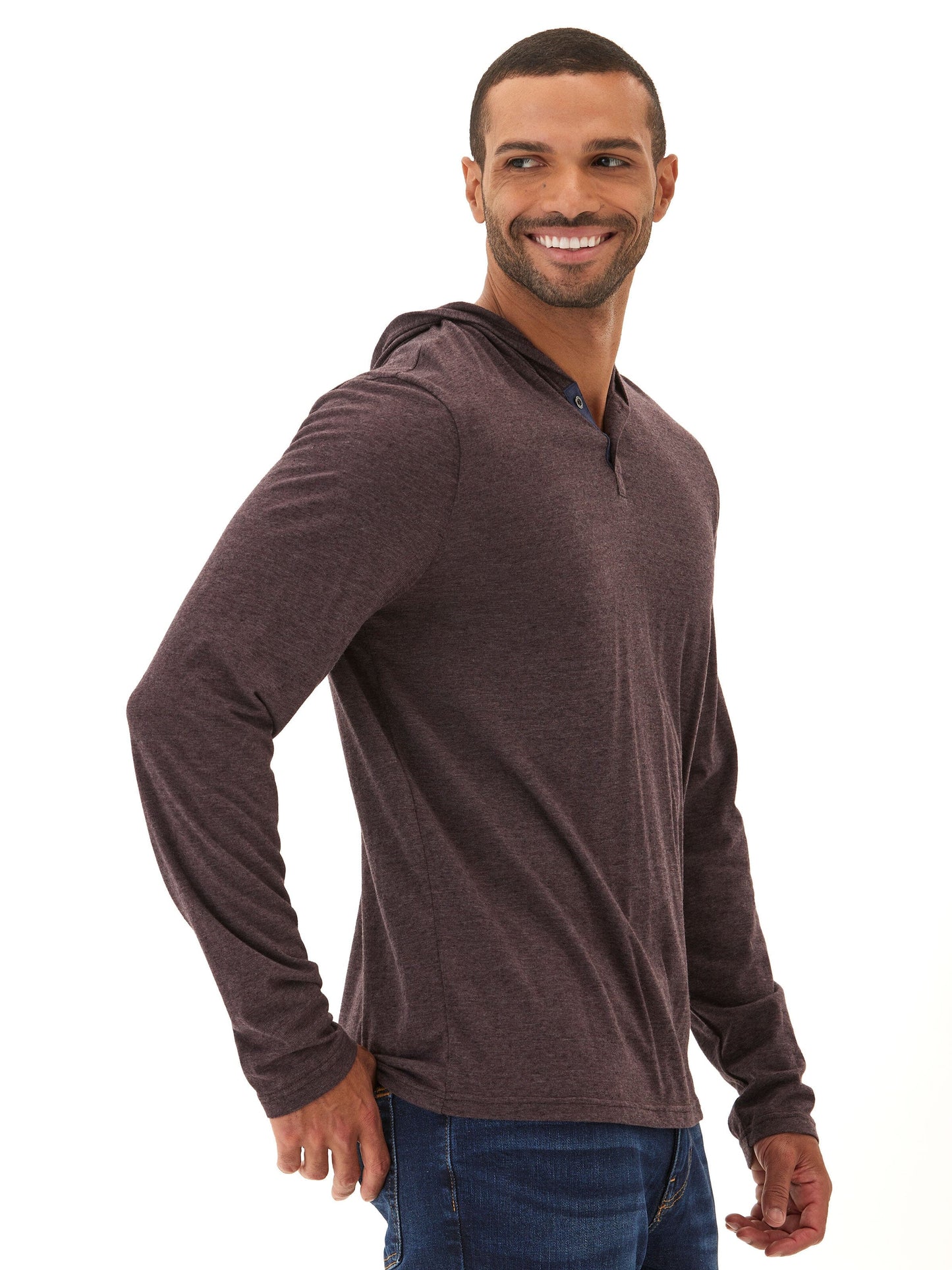 Black Fleck Triblend Henley Hoodie