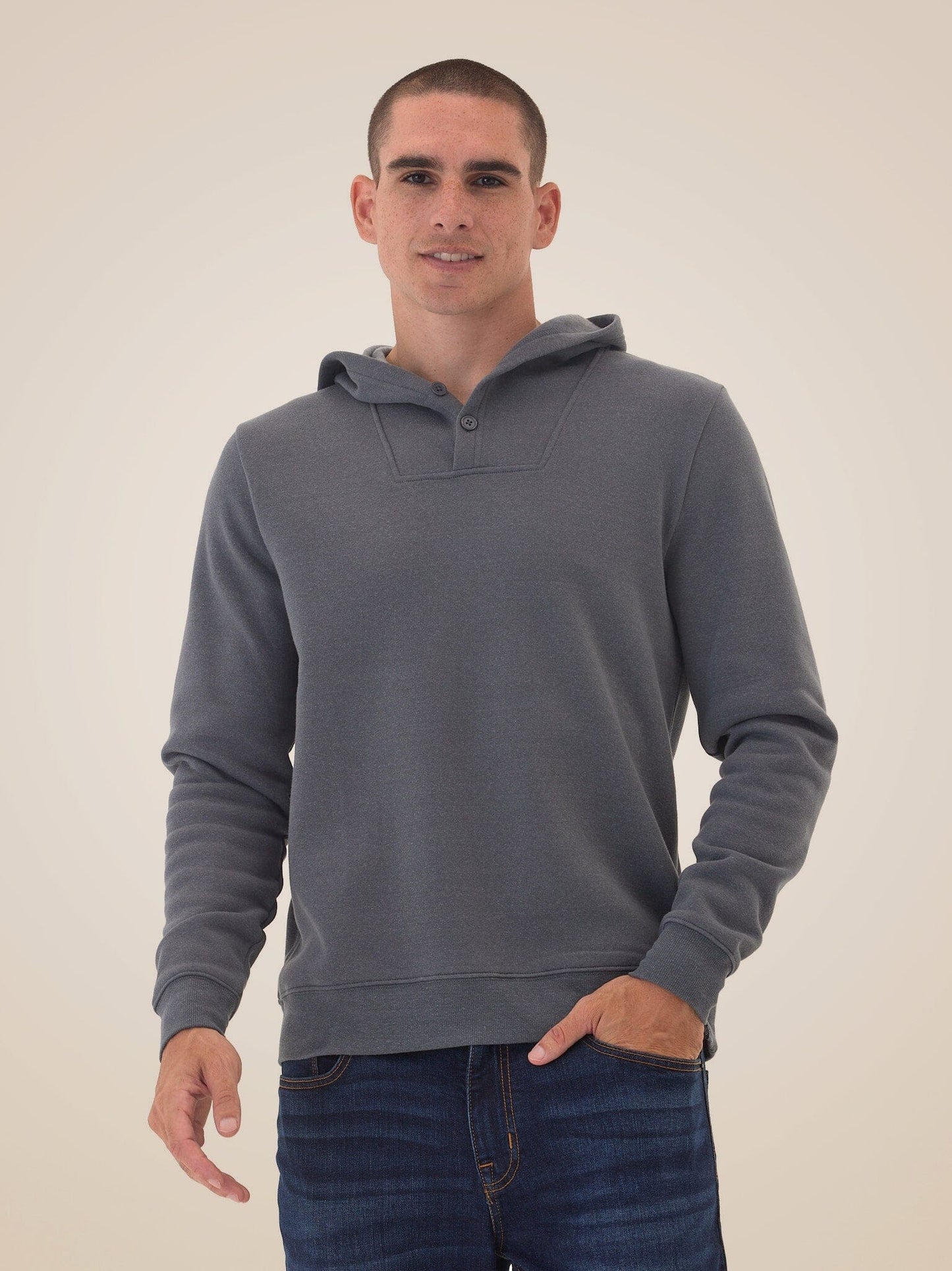 Kieran Triblend Fleece Henley Hoodie