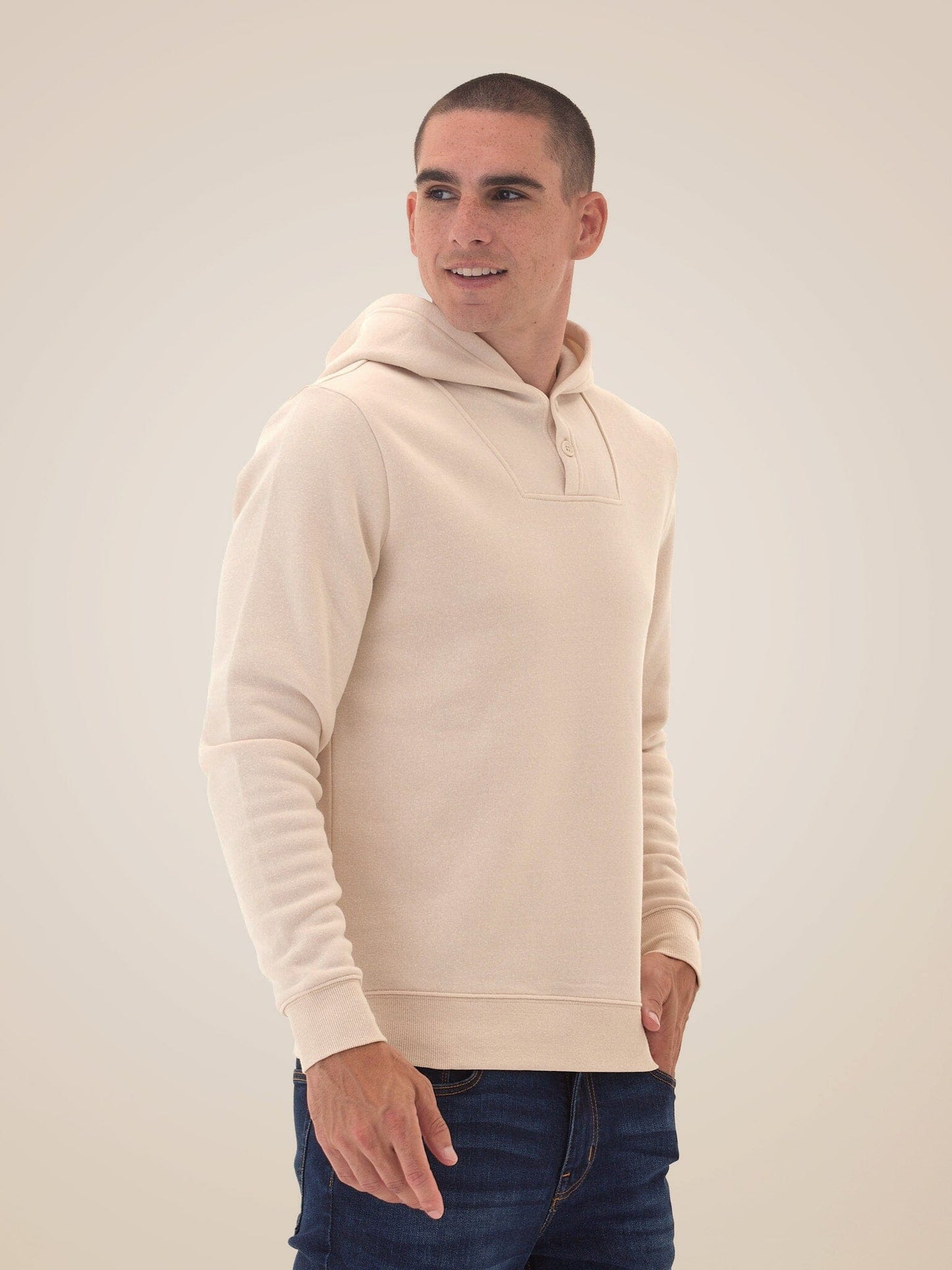 Kieran Triblend Fleece Henley Hoodie