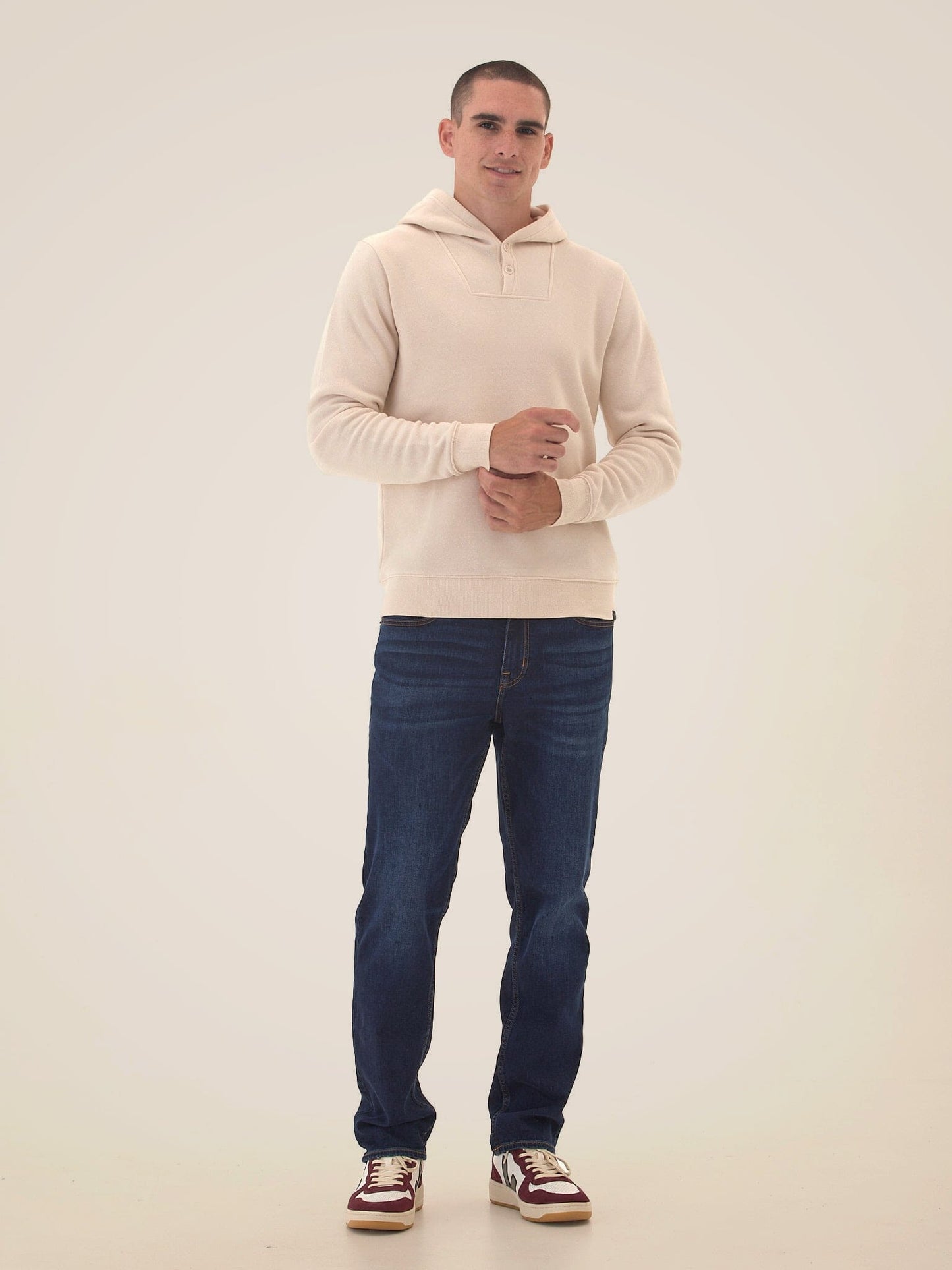 Kieran Triblend Fleece Henley Hoodie