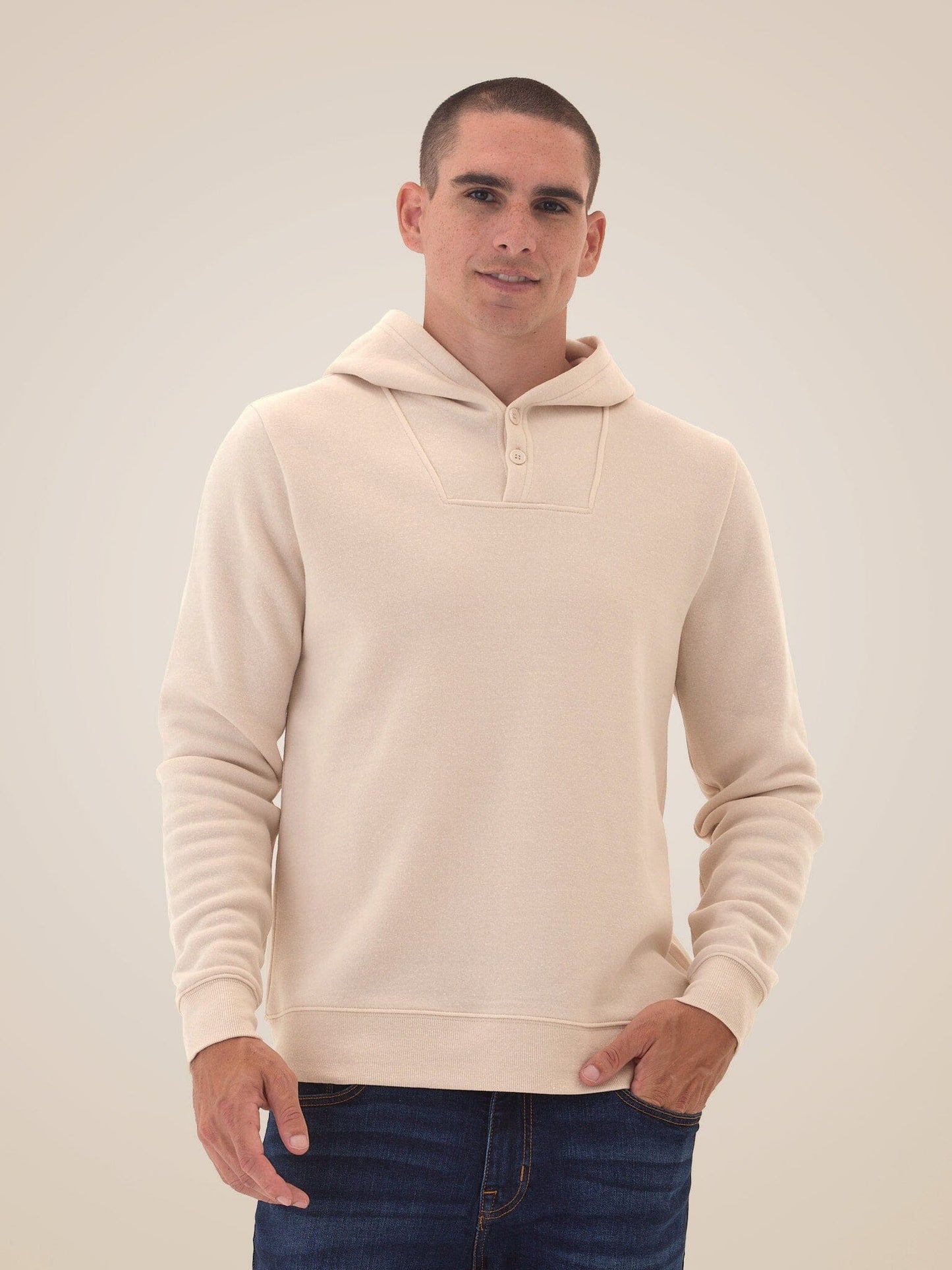 Kieran Triblend Fleece Henley Hoodie