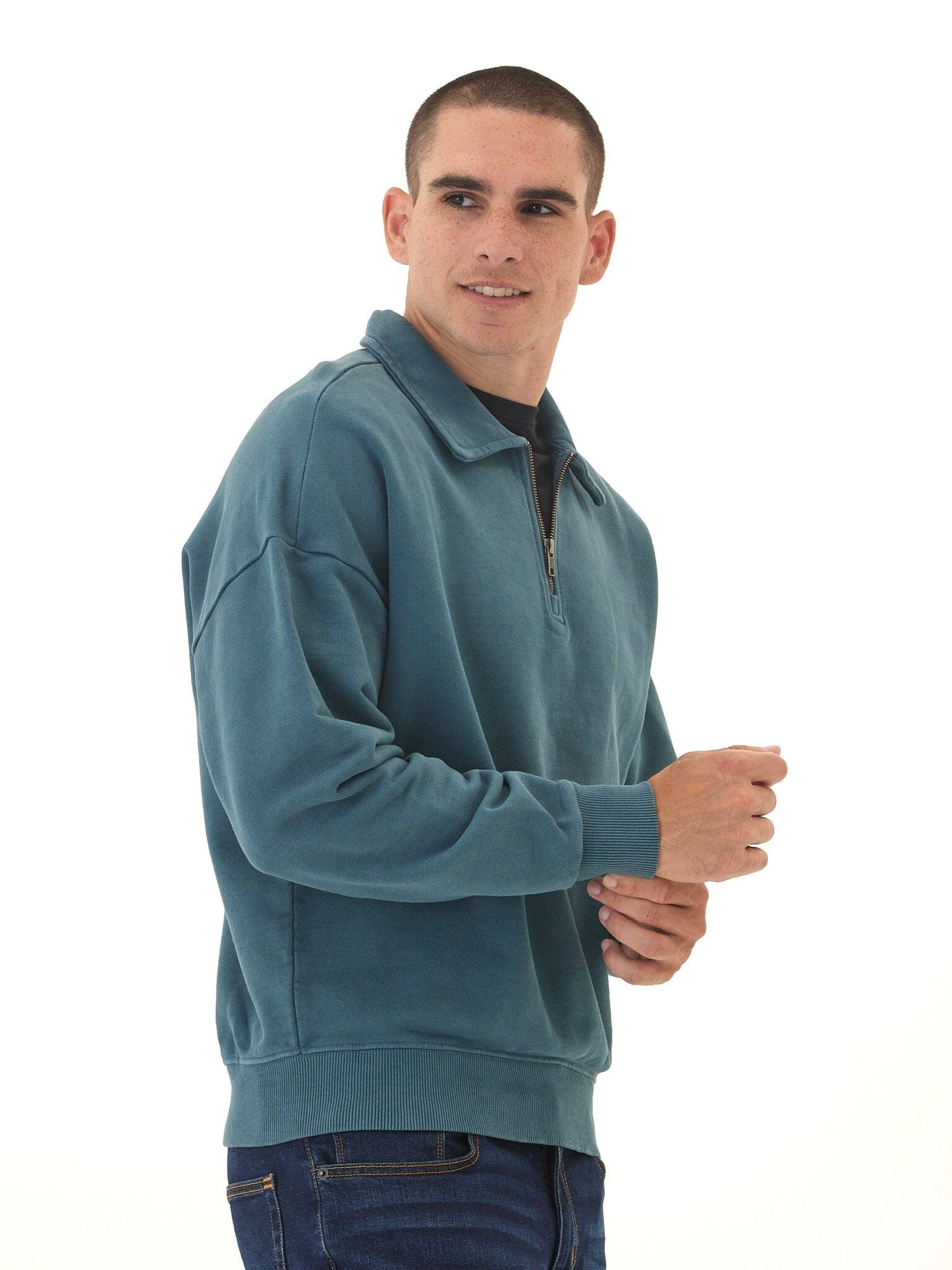 Gabe Mineral Wash Heavy Terry Quarter Zip Pullover