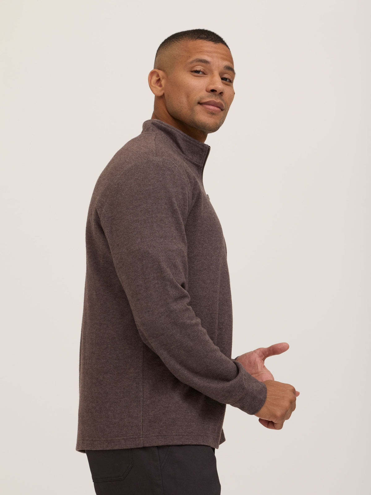 Kace Brushed Jacquard Quarter Zip Mock Neck