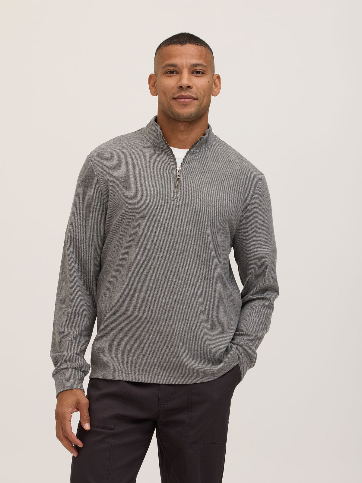 Kace Brushed Jacquard Quarter Zip Mock Neck