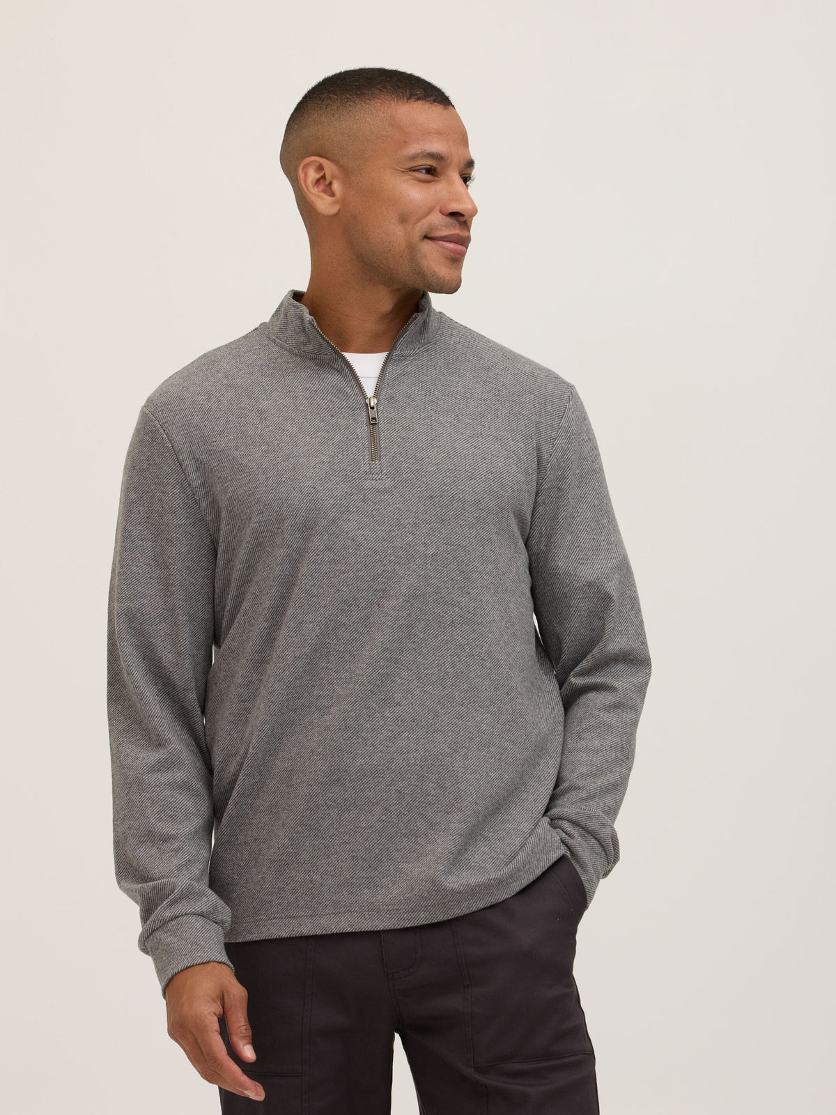 Kace Brushed Jacquard Quarter Zip Mock Neck