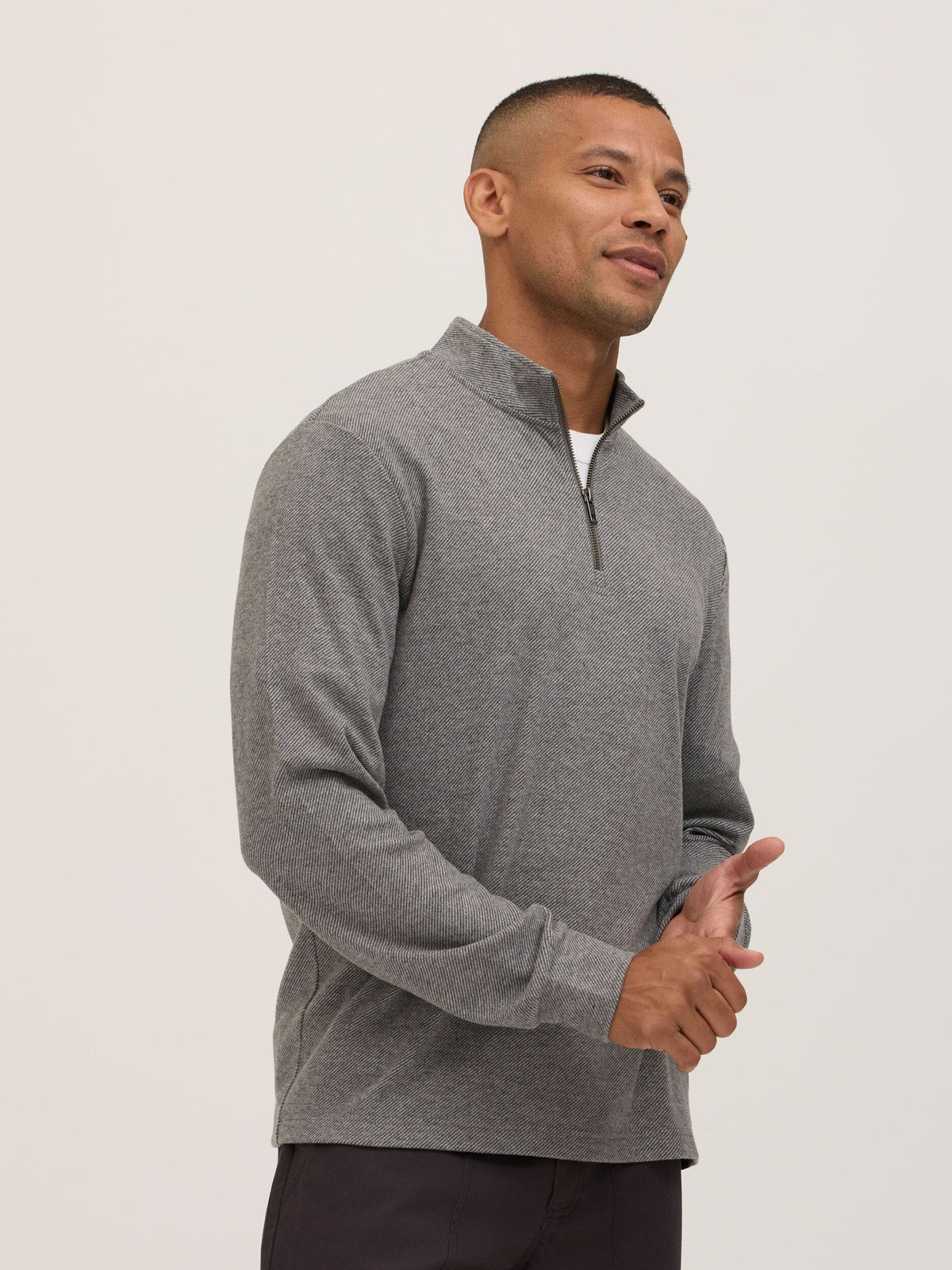 Kace Brushed Jacquard Quarter Zip Mock Neck