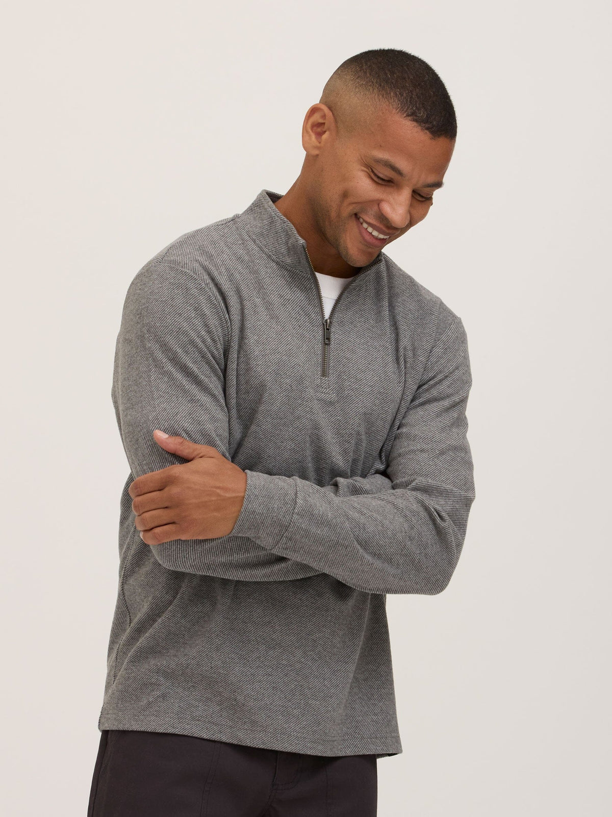 Kace Brushed Jacquard Quarter Zip Mock Neck