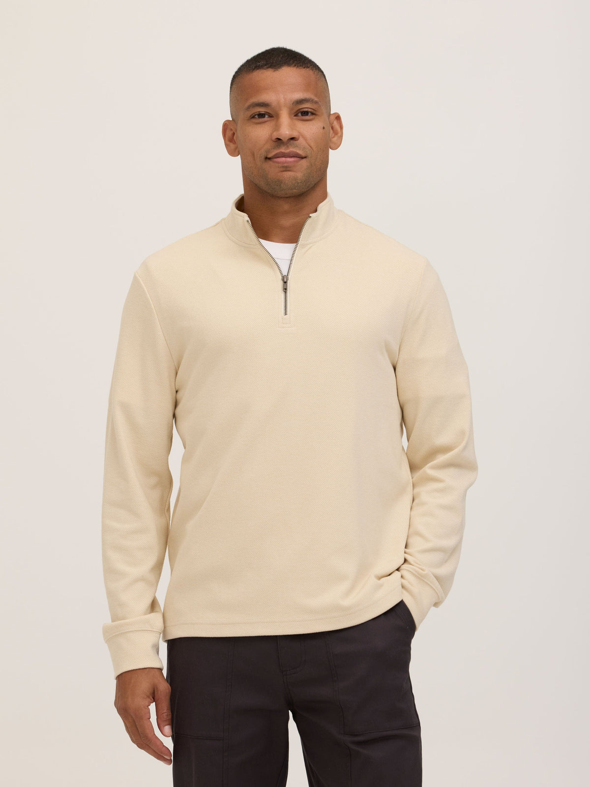 Kace Brushed Jacquard Quarter Zip Mock Neck