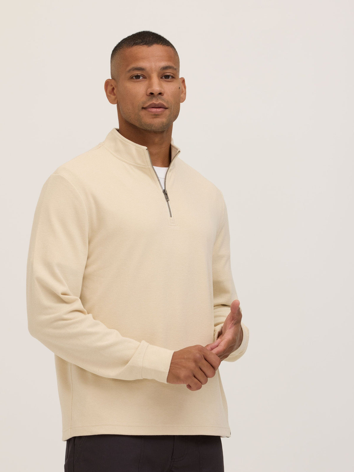 Kace Brushed Jacquard Quarter Zip Mock Neck