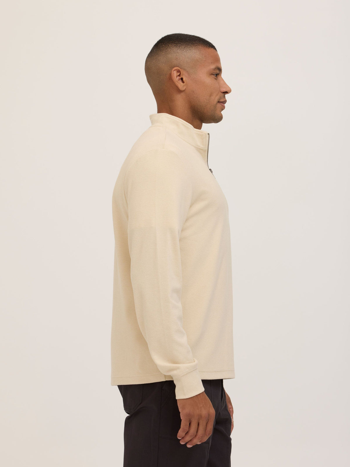 Kace Brushed Jacquard Quarter Zip Mock Neck