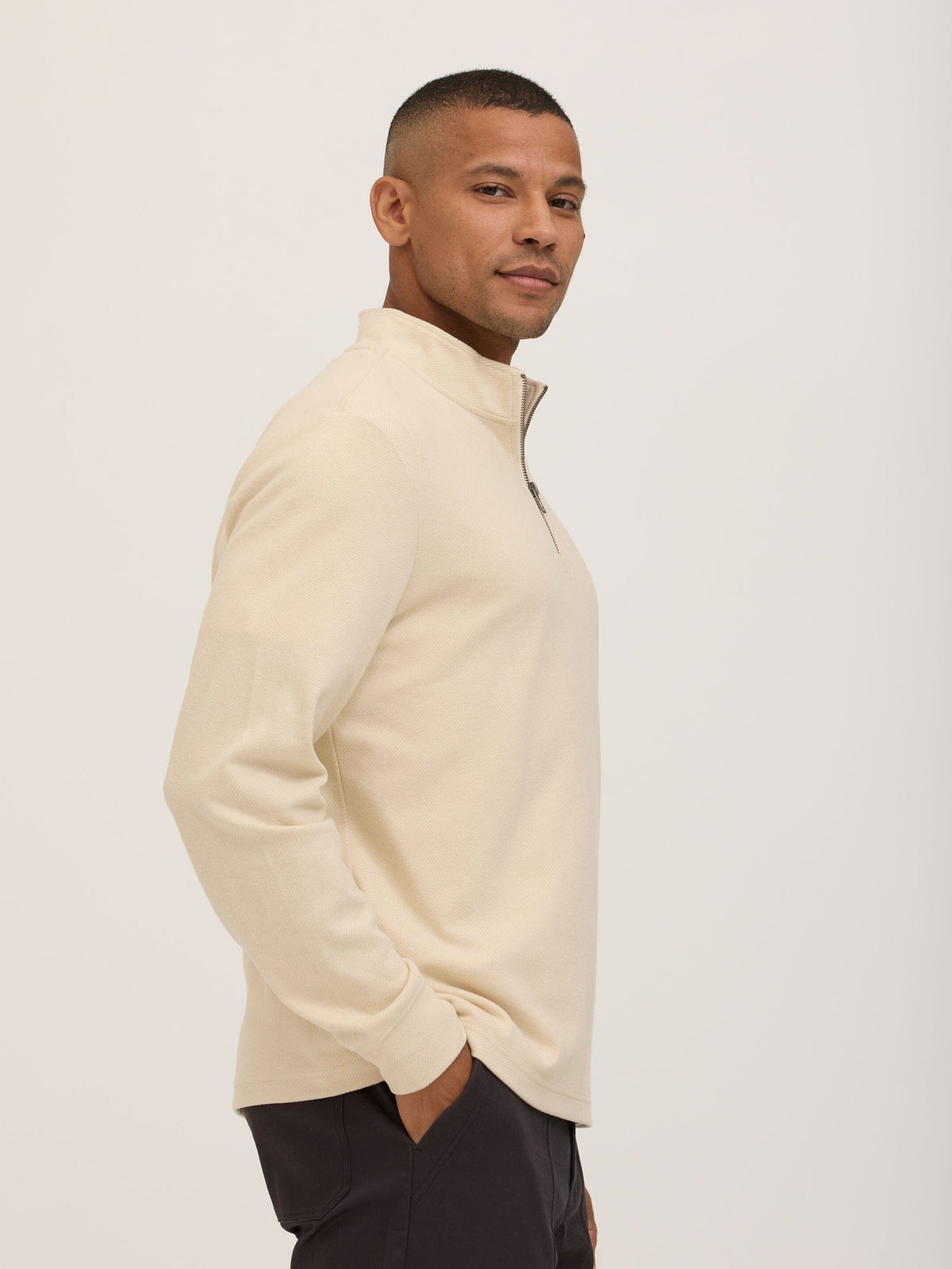 Kace Brushed Jacquard Quarter Zip Mock Neck