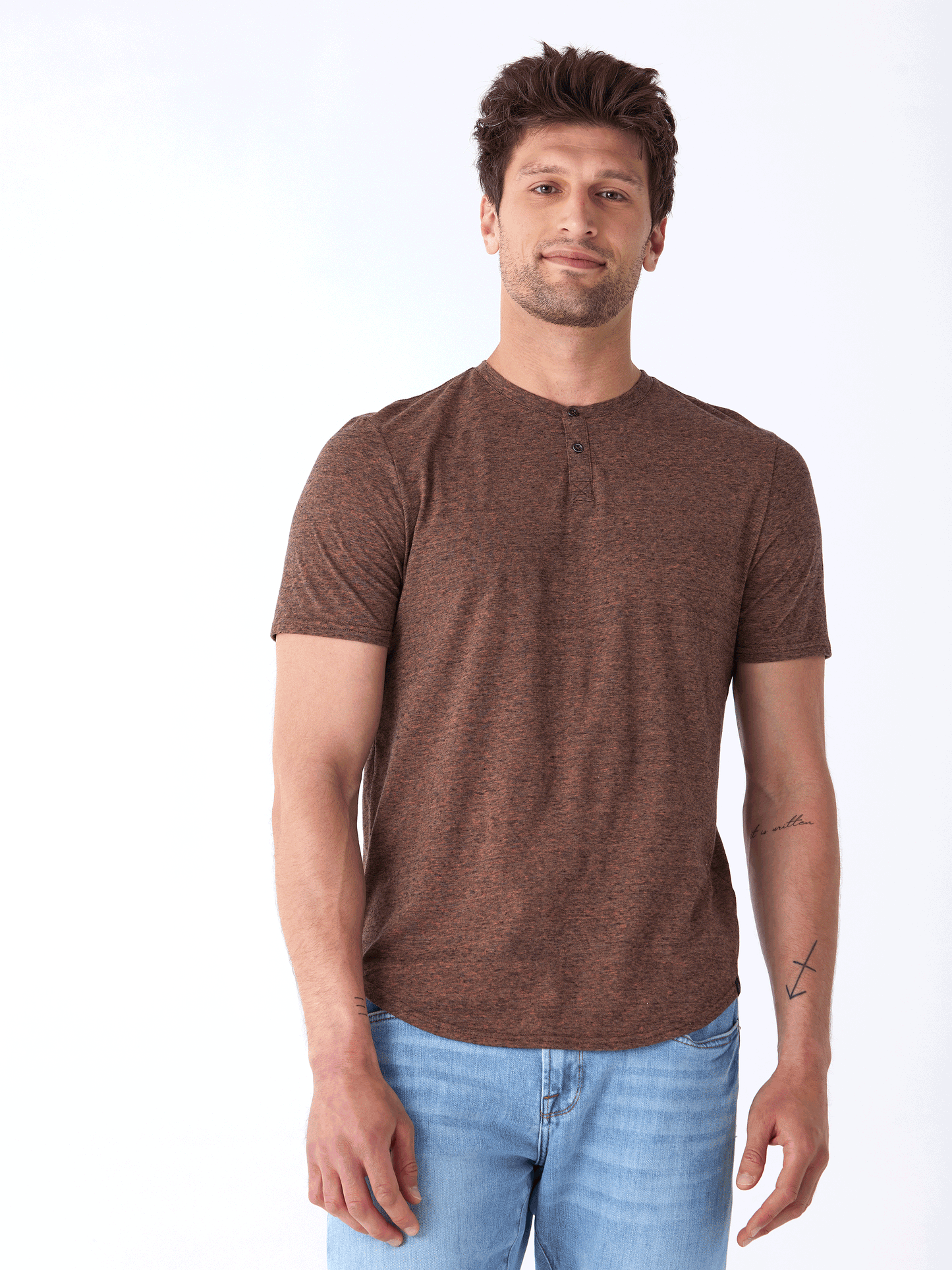 Black Fleck Triblend Henley