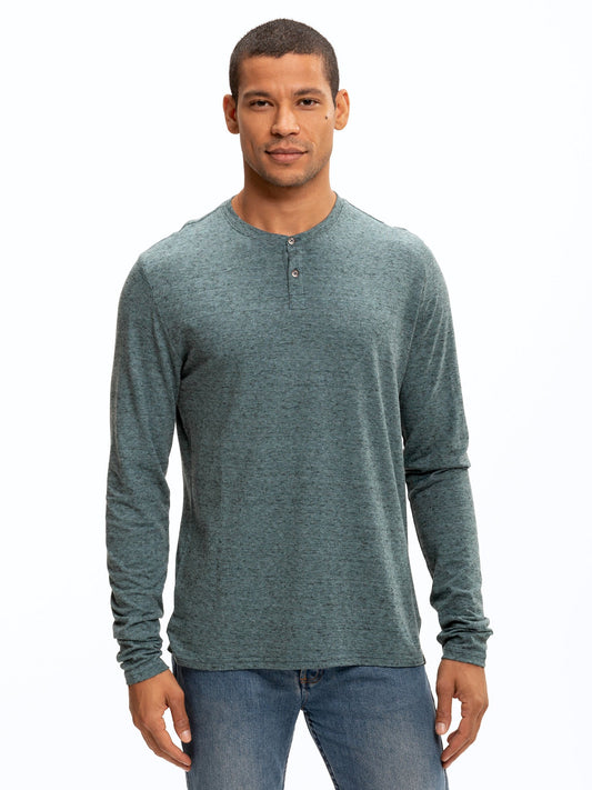 Braeden Black Fleck Long Sleeve Triblend Henley