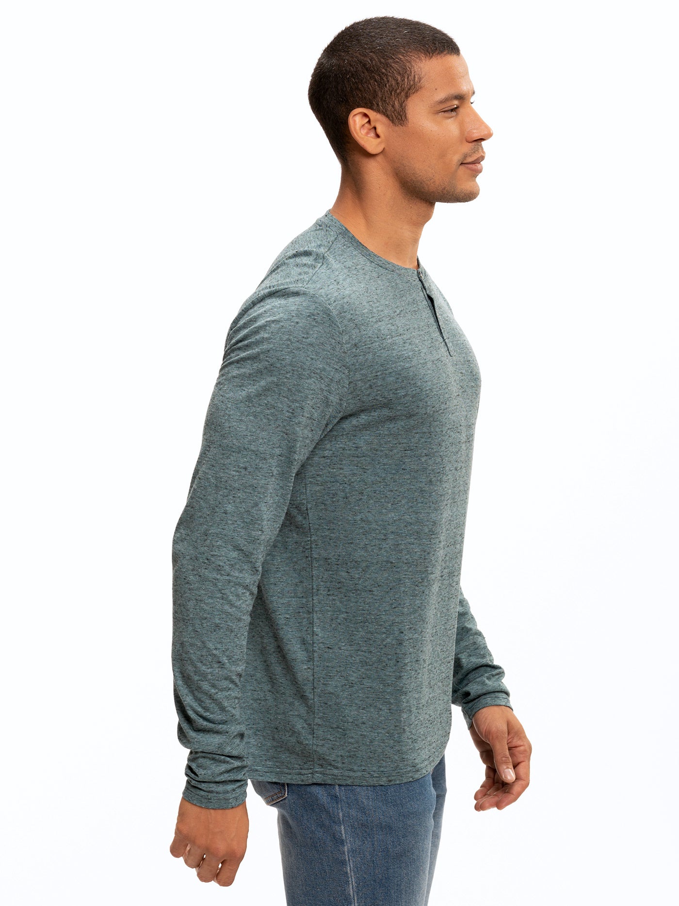 Braeden Black Fleck Long Sleeve Triblend Henley