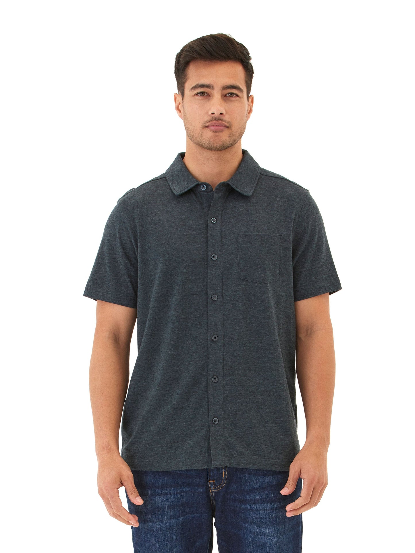 Paxton Black Fleck Triblend Button-Down Pocket Shirt