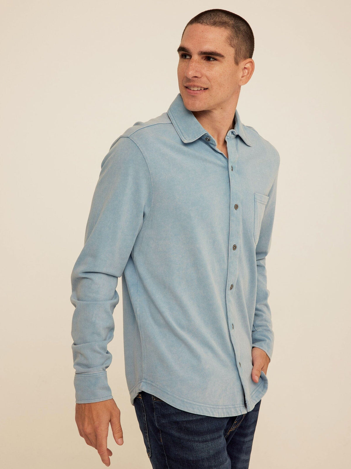 Dorian Mineral Wash Mediumweight Jersey Button-Down