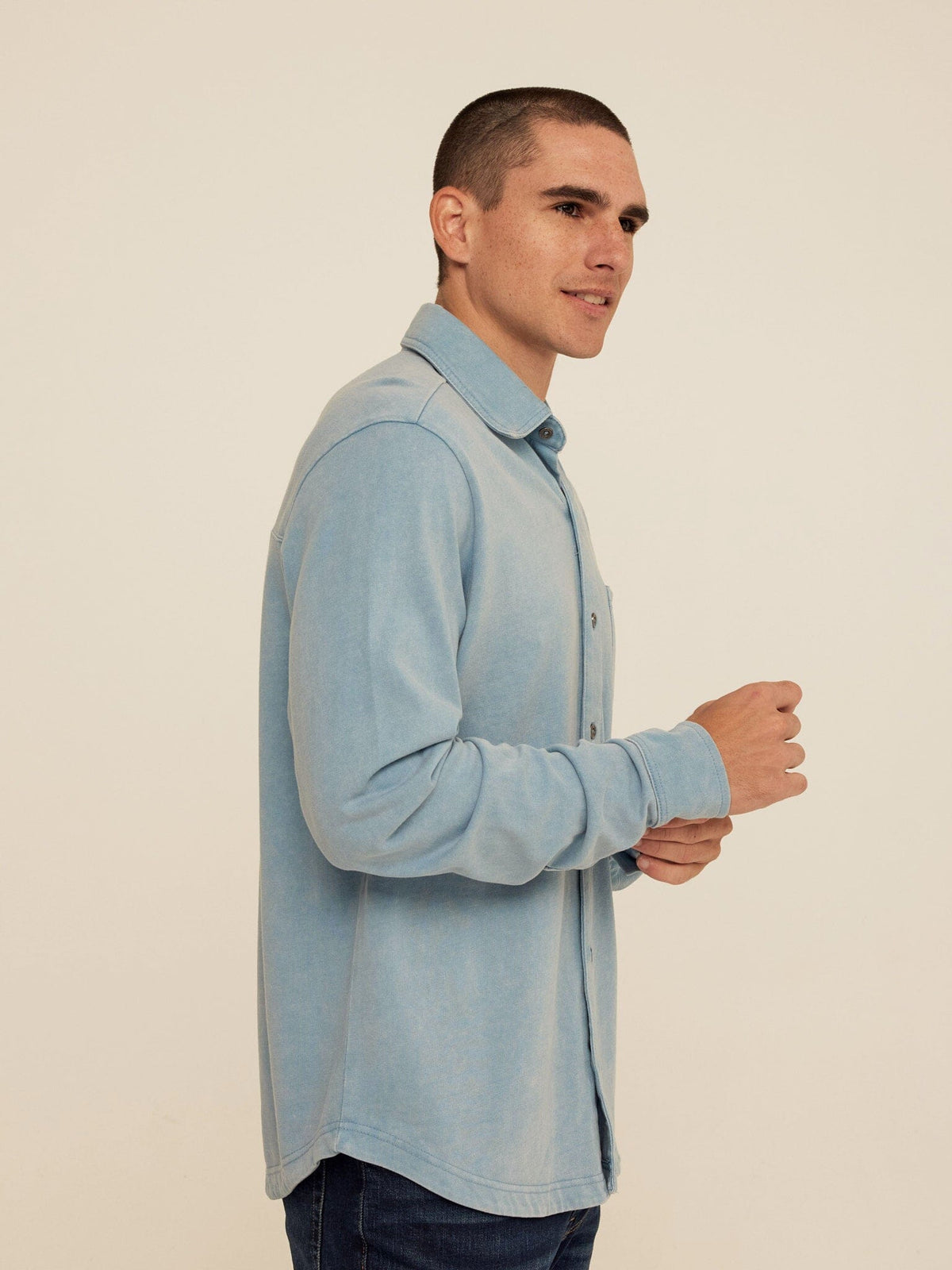 Dorian Mineral Wash Mediumweight Jersey Button-Down