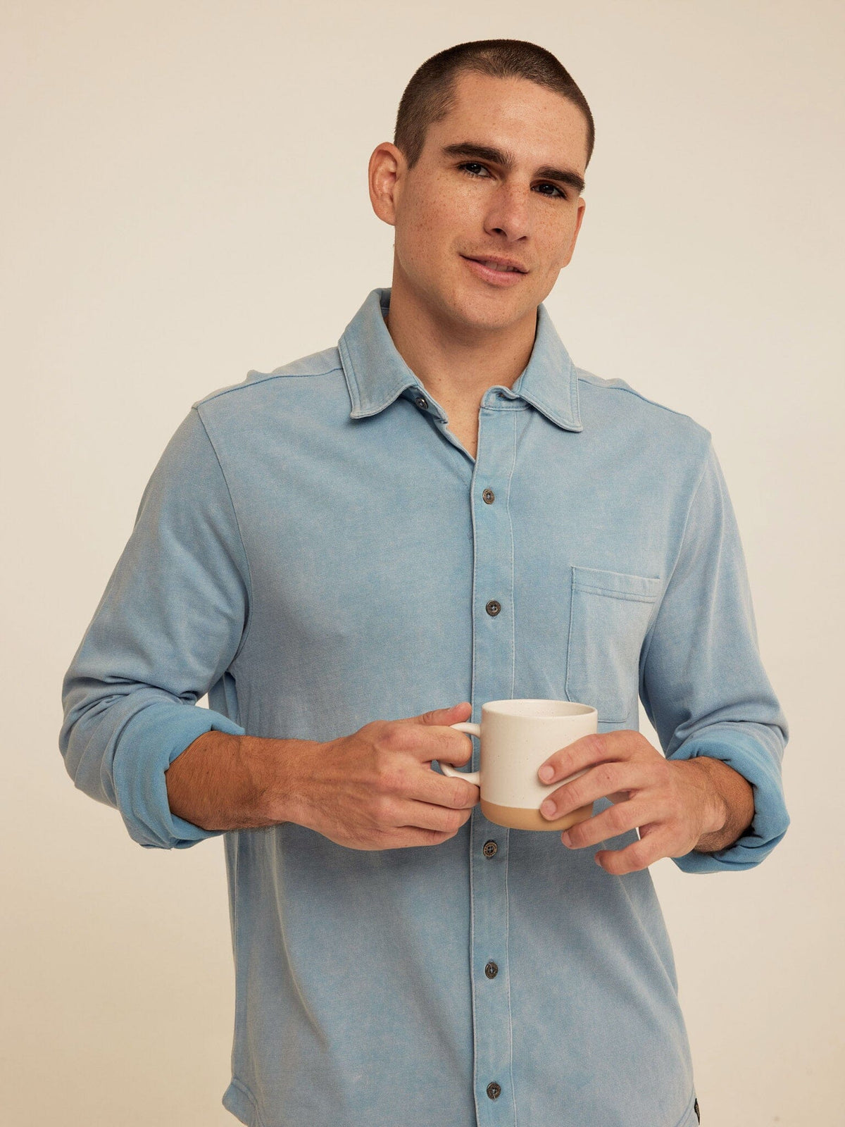 Dorian Mineral Wash Mediumweight Jersey Button-Down