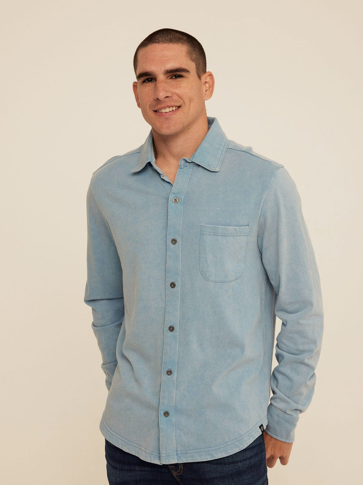 Dorian Mineral Wash Mediumweight Jersey Button-Down