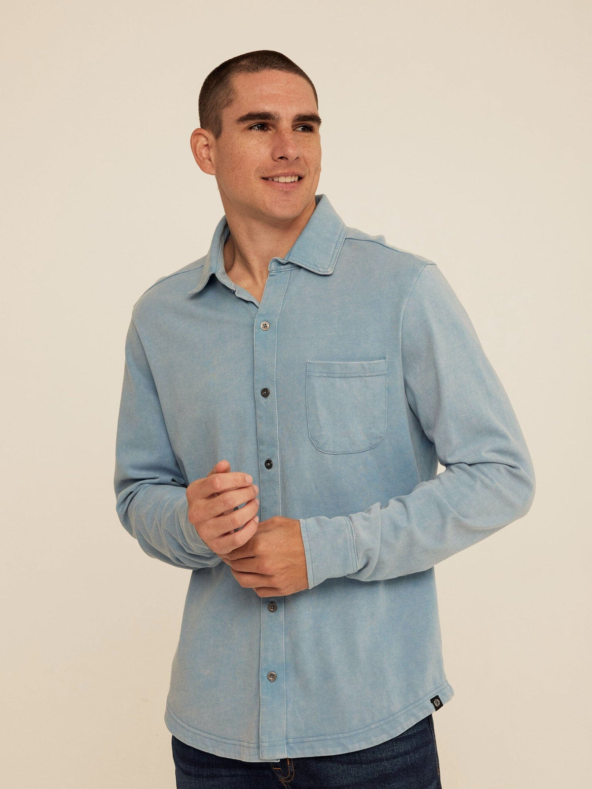 Dorian Mineral Wash Mediumweight Jersey Button-Down