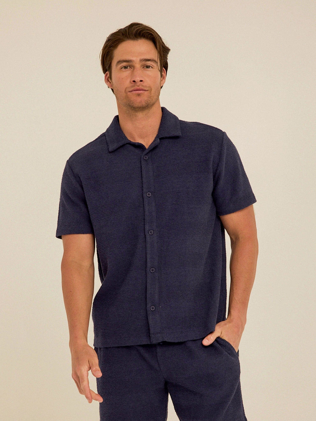 Archer Jacquard Textured Stripe Button-Down Pocket Shirt