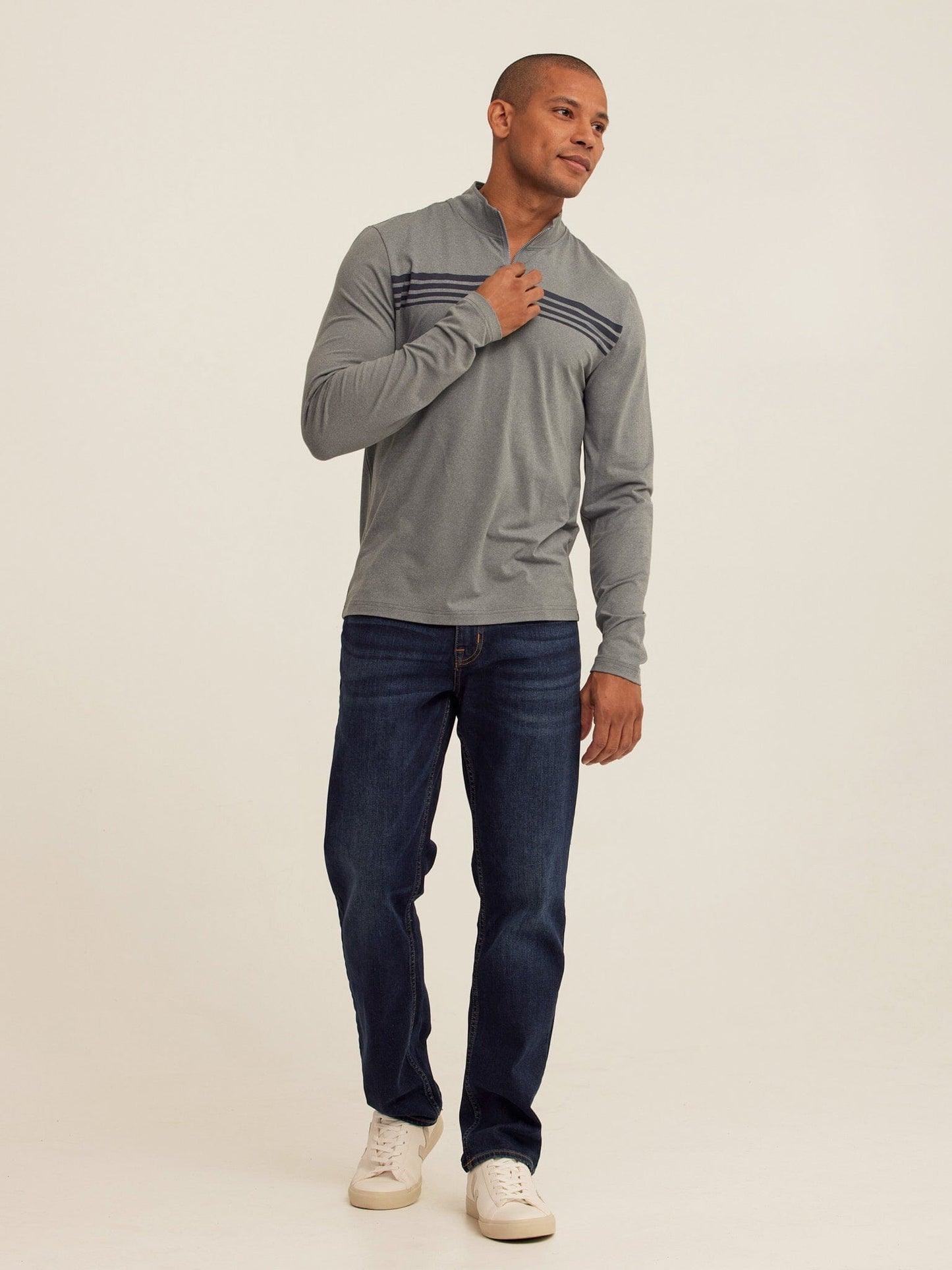 Kace Luxe Jersey Stripe Quarter Zip