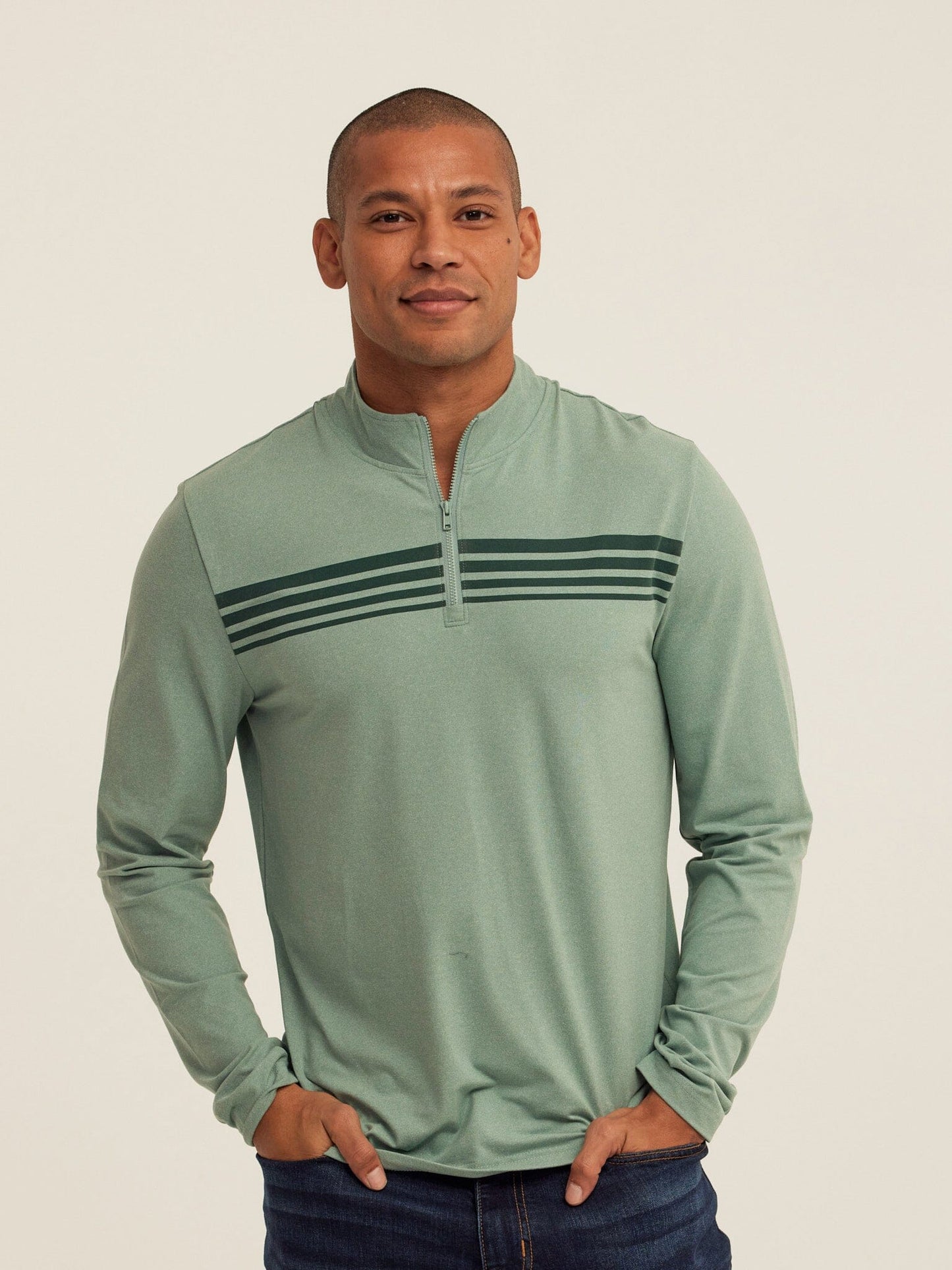 Kace Luxe Jersey Stripe Quarter Zip