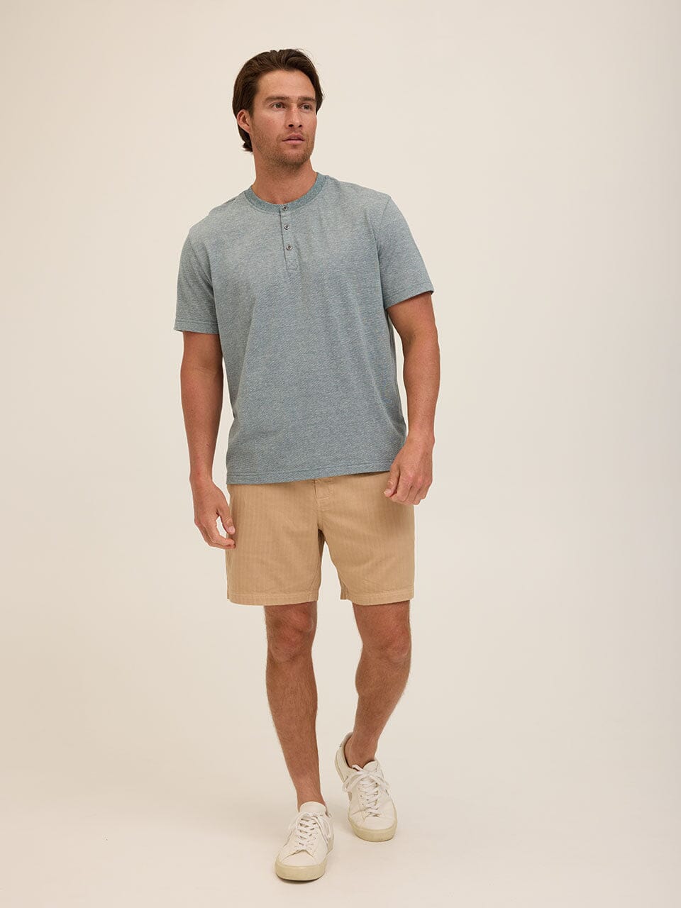 Carlos Light Fleck Jersey 3-Button Henley