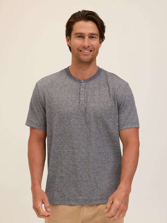 Carlos Light Fleck Jersey 3-Button Henley