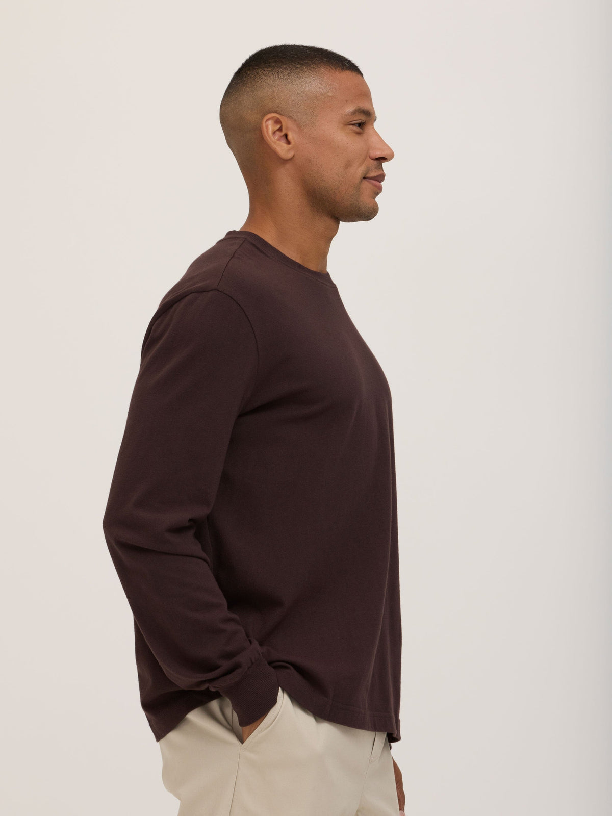 Bowery Essential Cotton Jersey Relaxed Fit Long Sleeve Tee