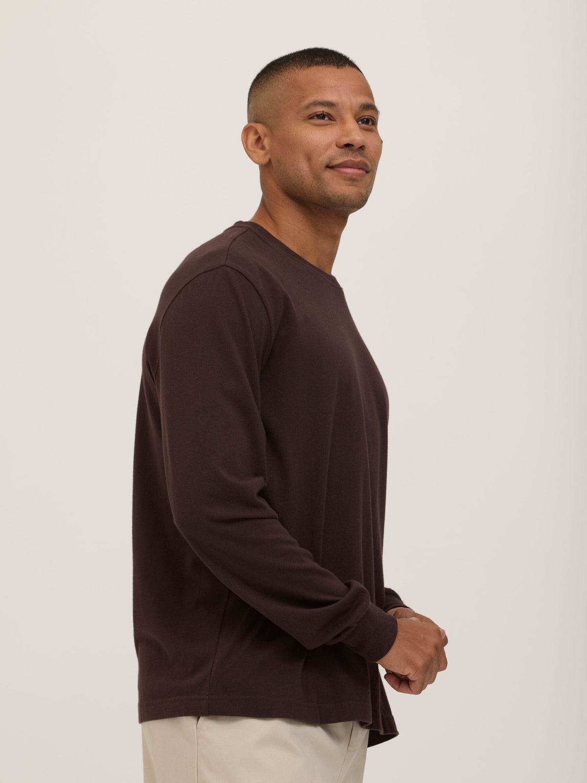 Bowery Essential Cotton Jersey Relaxed Fit Long Sleeve Tee